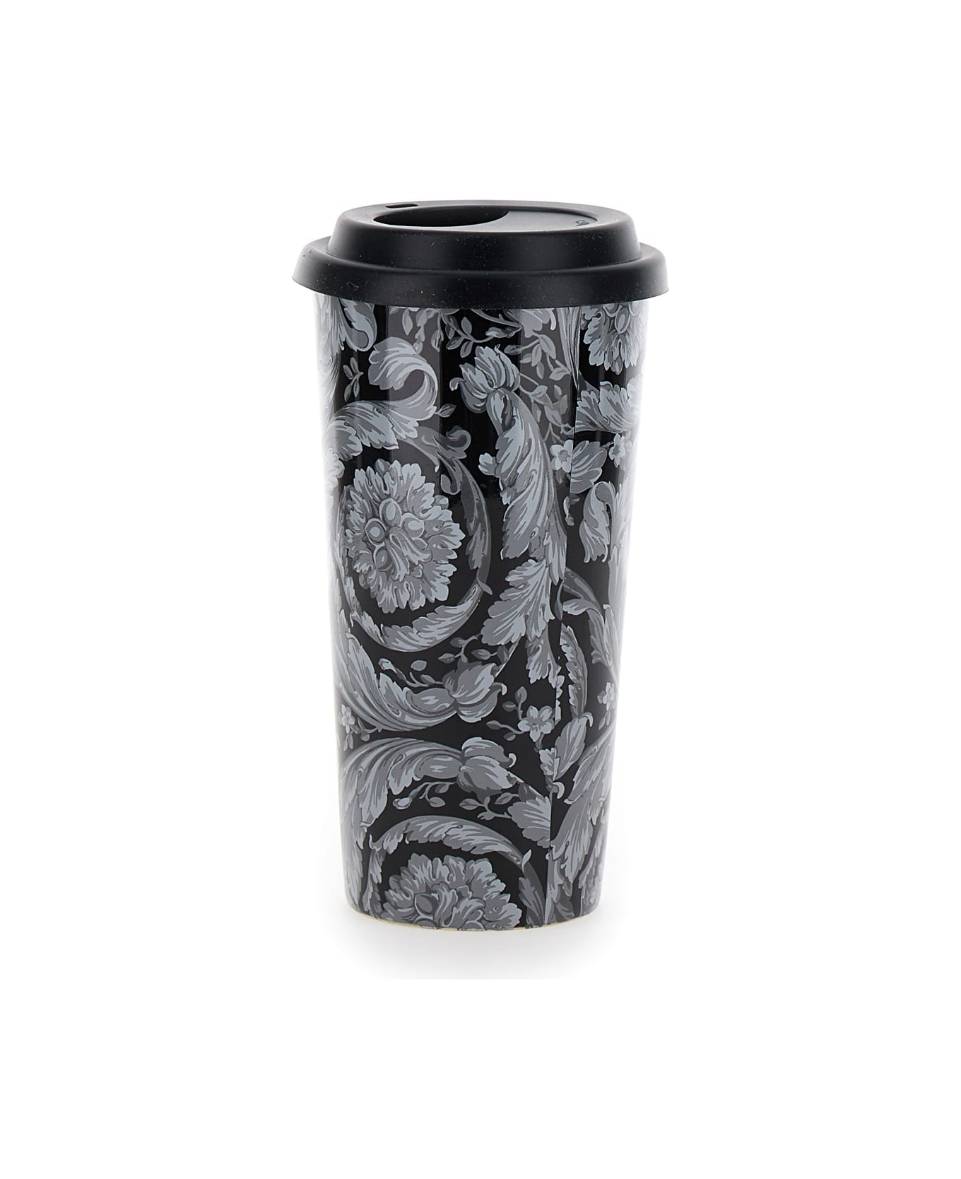 Versace Black Mug With 90's Iconinc Barocco Print In Ceramic - Black