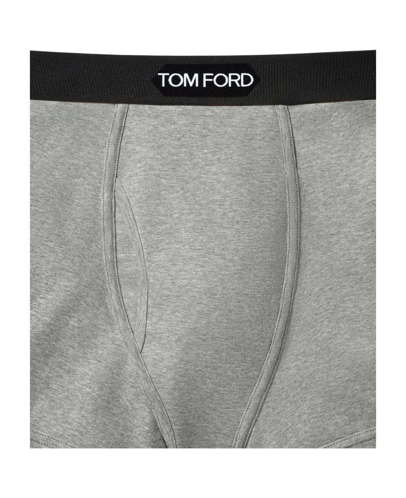 Tom Ford Grey Cotton Boxer With Logo Man - Grey ショーツ
