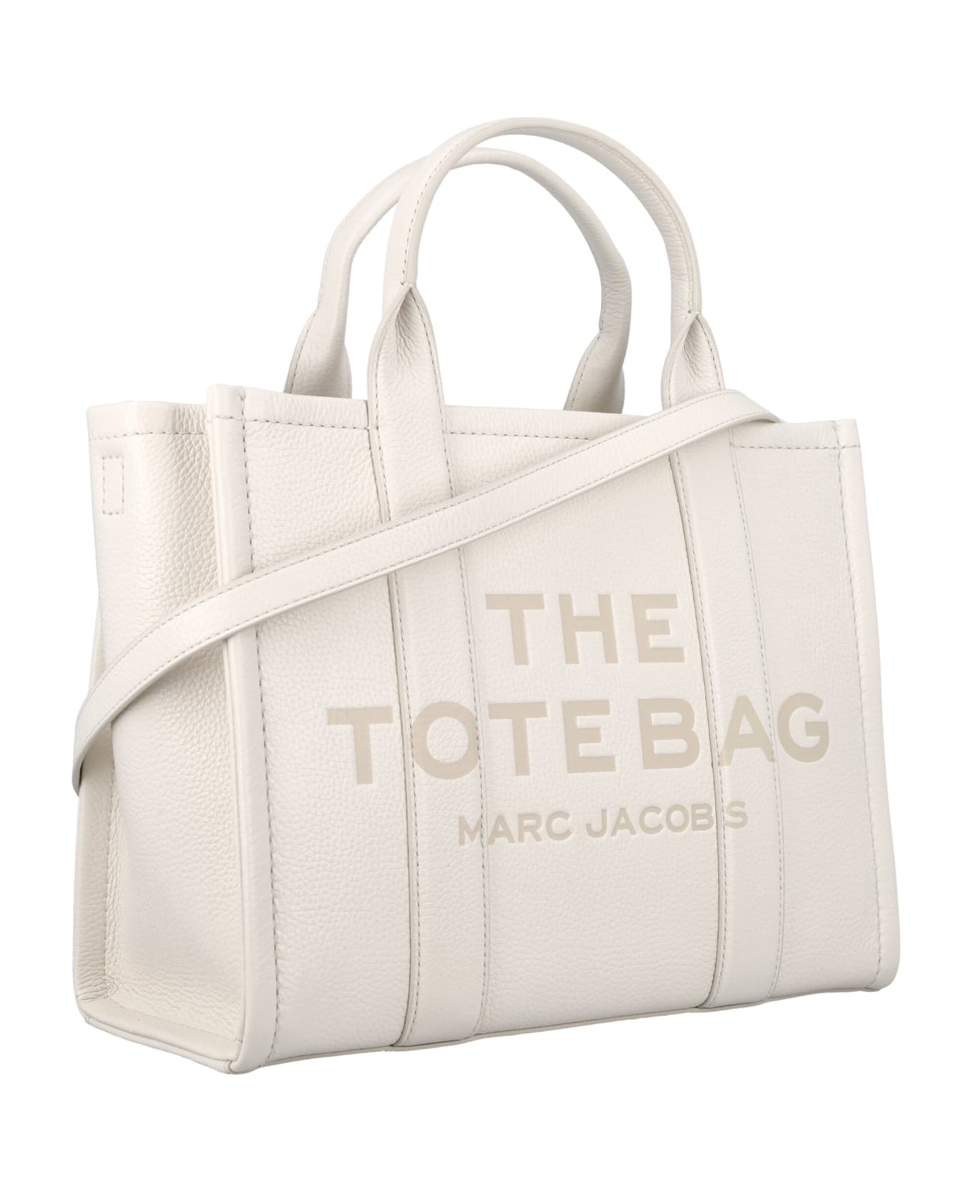 Marc Jacobs The Leather Medium Tote Bag - COTTON SILVER