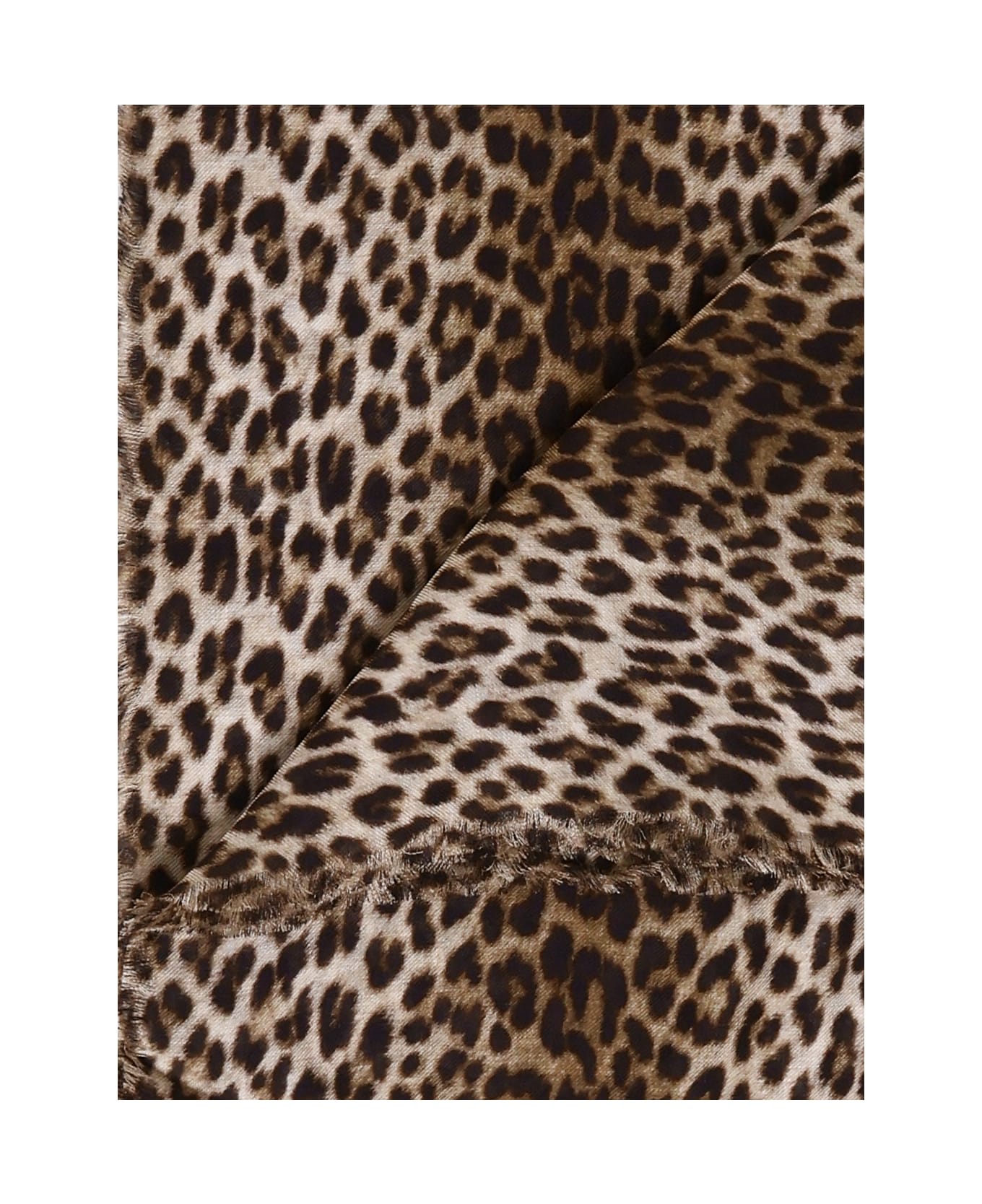 Saint Laurent Square Scarf In Leopard Modal And Cashmere - Beige