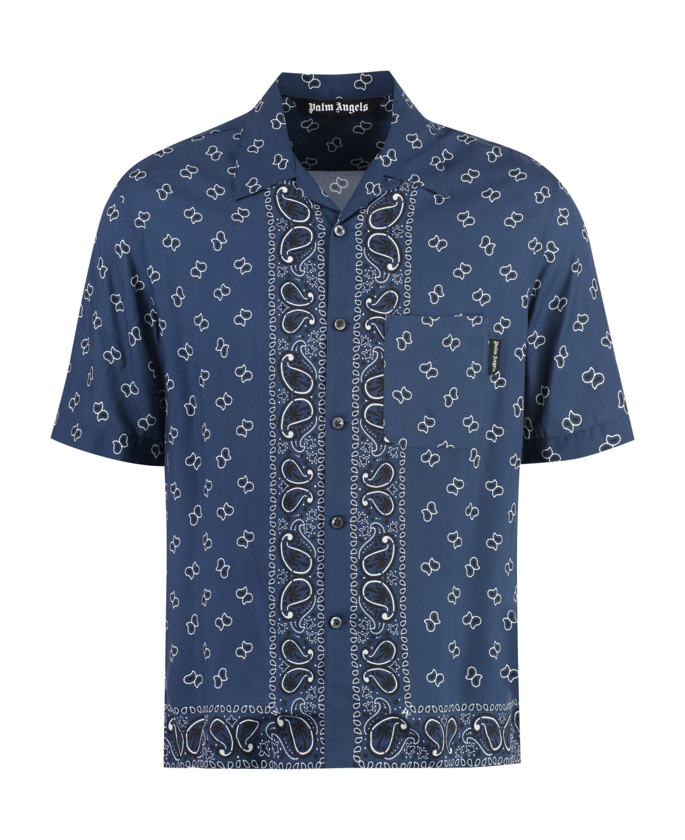 Palm Angels Printed Short Sleeved Shirt - Blu