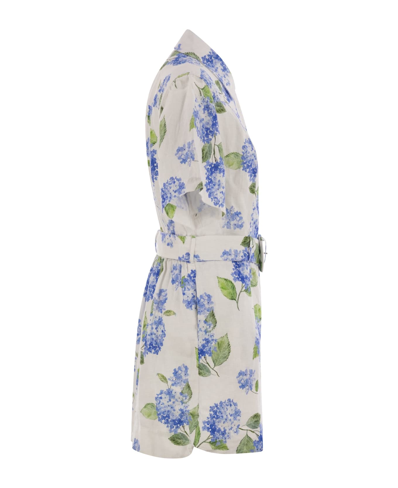 MC2 Saint Barth Carola - Linen Playsuit With Print - White