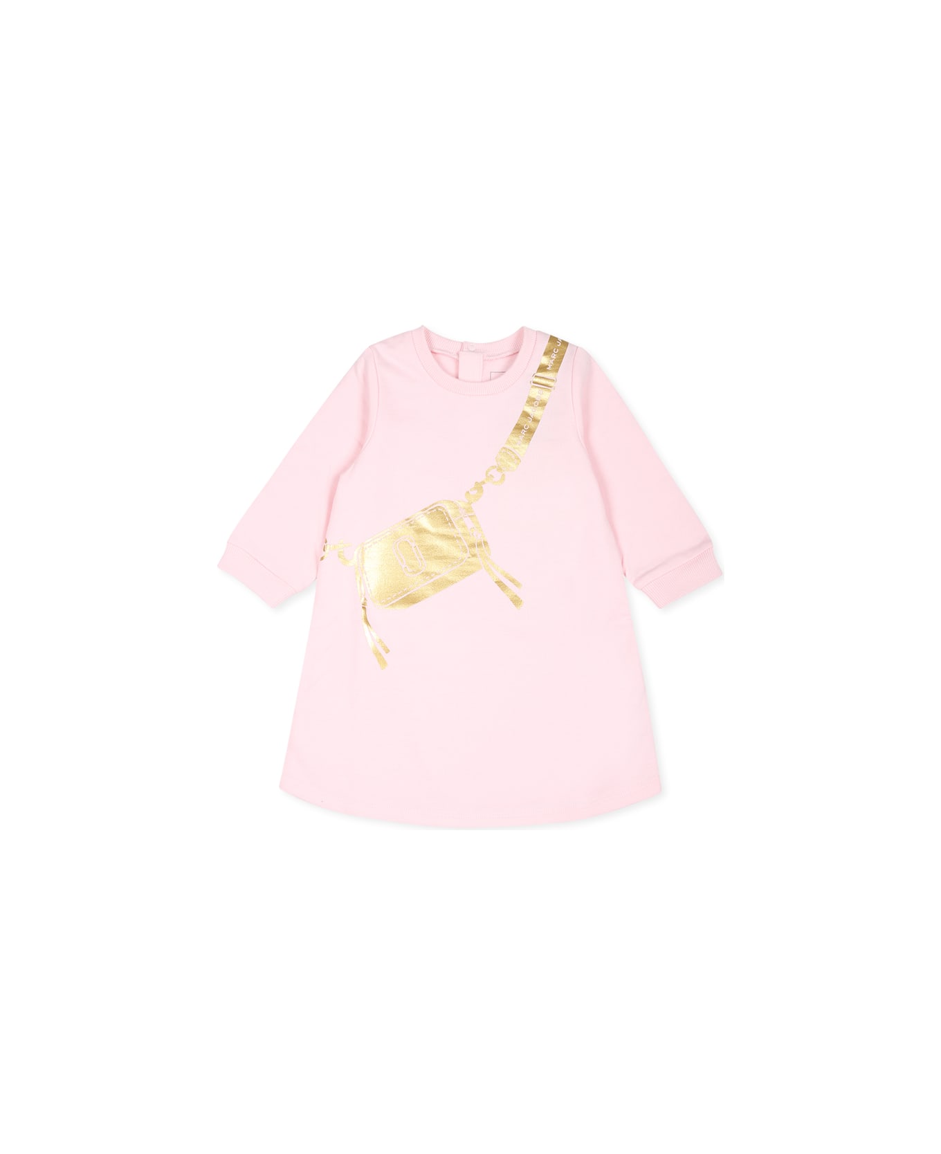 Marc Jacobs Pink Dress For Baby Girl With Bag Print - Pink