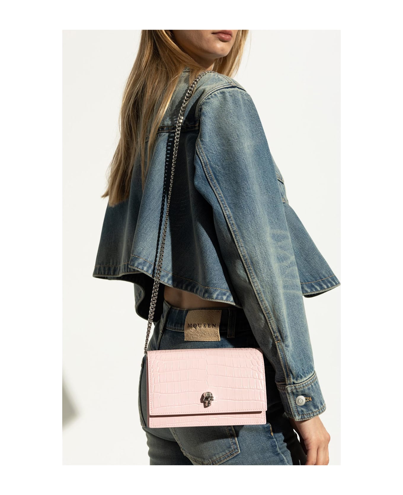 Alexander McQueen Skull Small Clutch - ROSE/SILVER