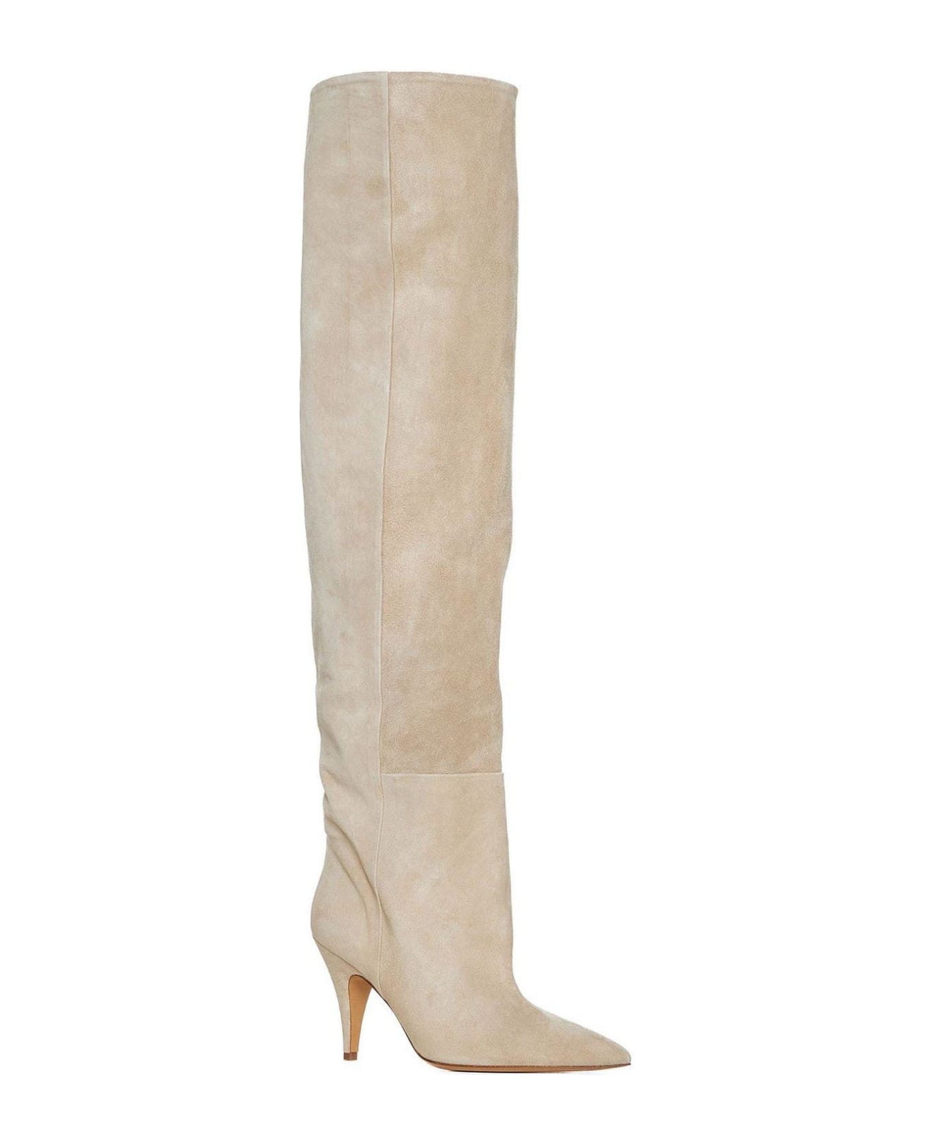Khaite The River Pointed-toe Knee-high Boots - Beige suede ブーツ