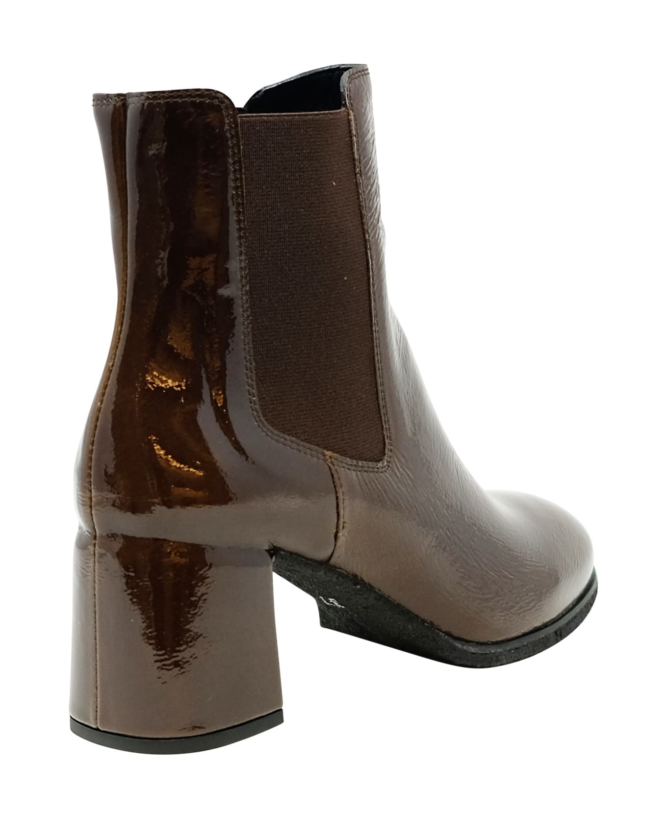 Del Carlo Roberto Del Carlo Patent Leather Holly Boots - DARK BROWN