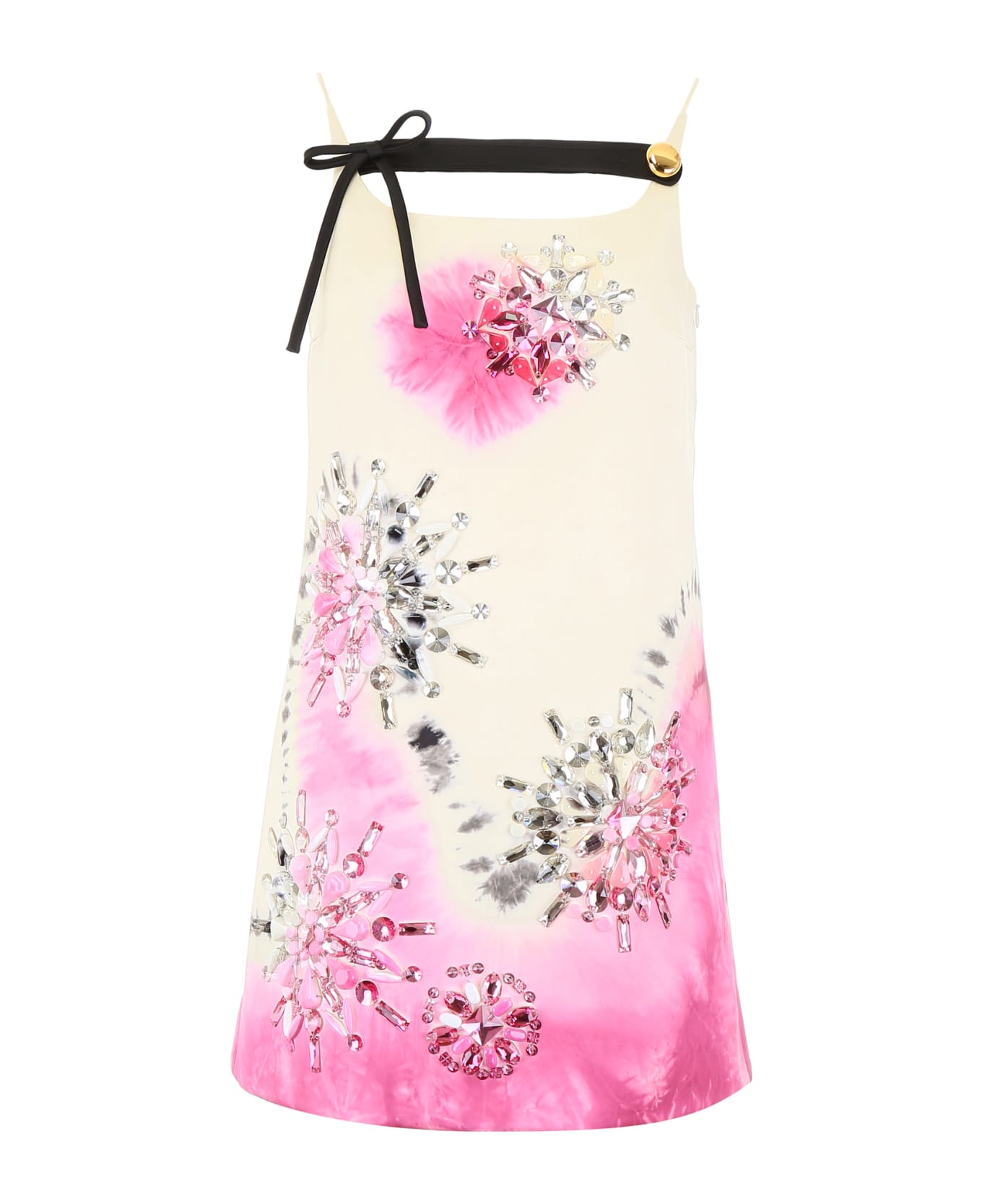 Prada Tie-dye Mini Dress With Crystals - BIANCO ROSA NERO (White)