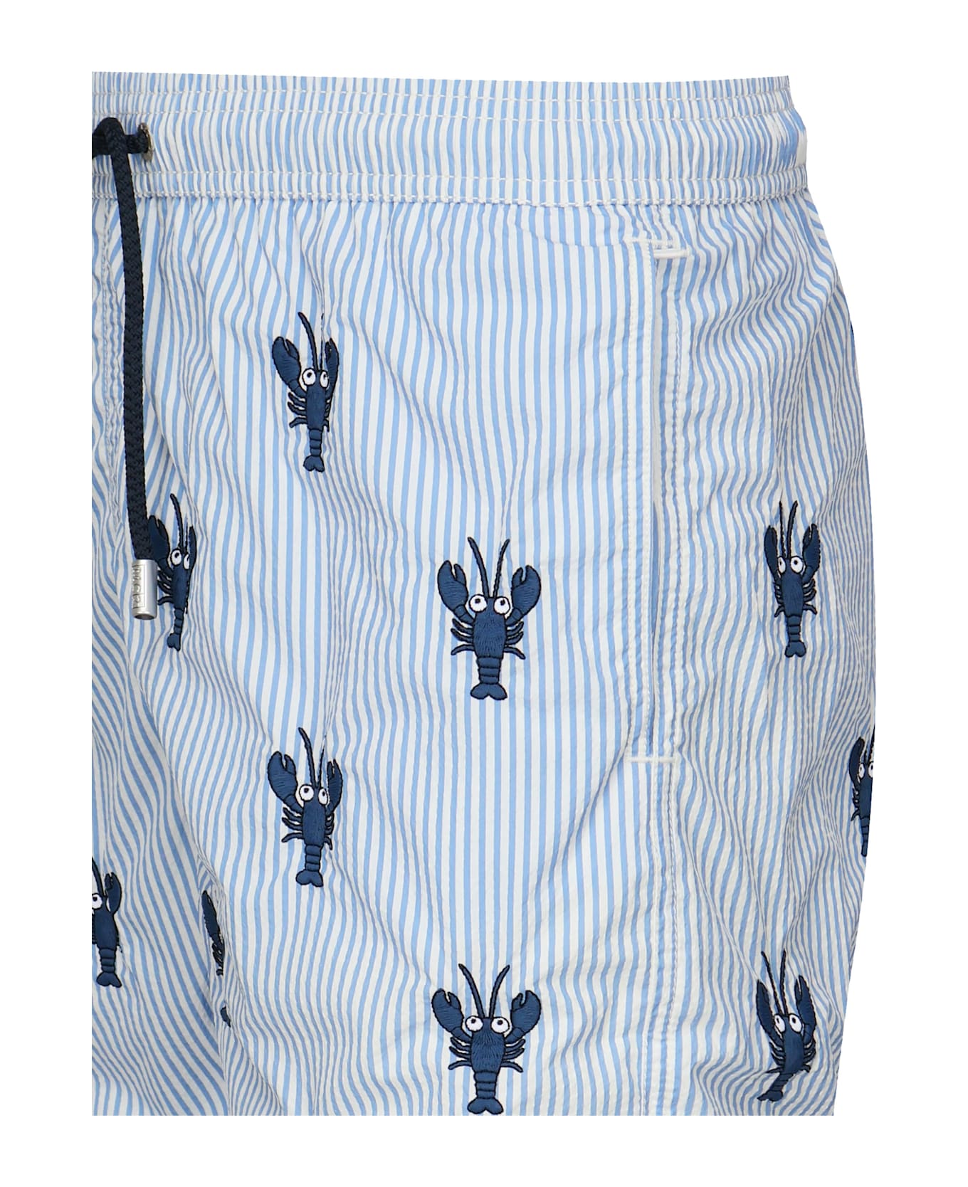 MC2 Saint Barth Striped Swimsuit With Print - Light blue, Blue, White