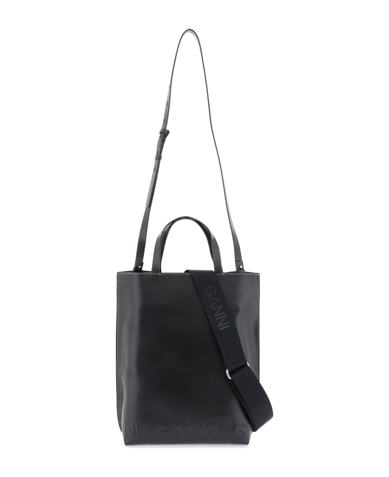 Ganni Medium Tote Bag - BLACK (Black) トートバッグ