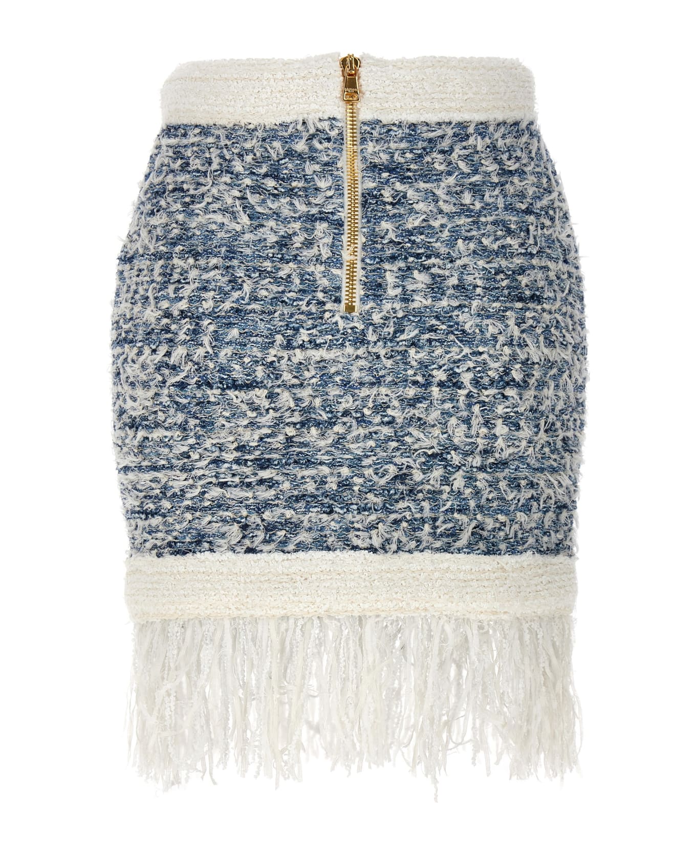 Balmain Fringed Tweed Skirt - Blue スカート