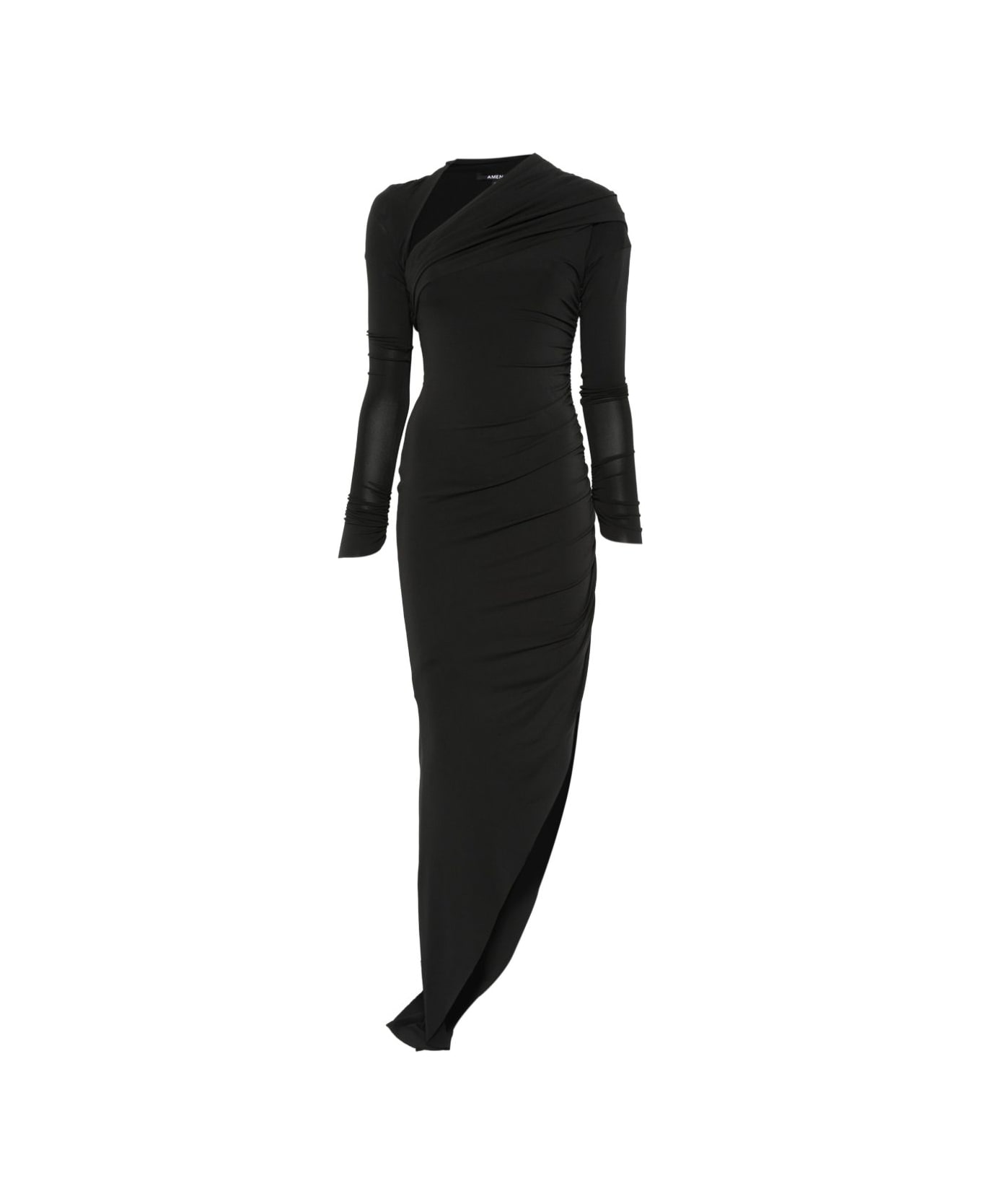 Amen Black Asymmetrical Draped Dress - Black
