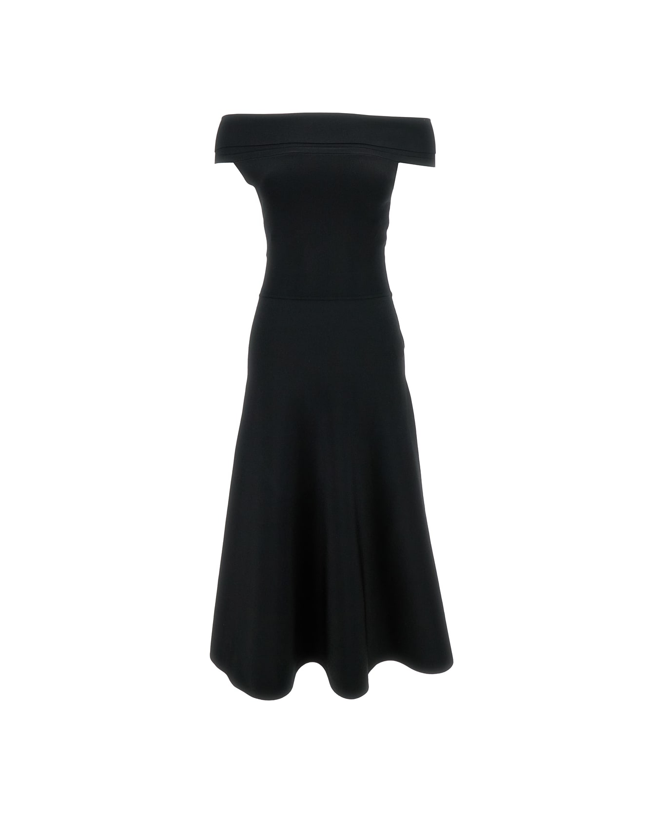 Fabiana Filippi Maxi Black Dress With Flared Skirt In Viscose Blend Woman - Black