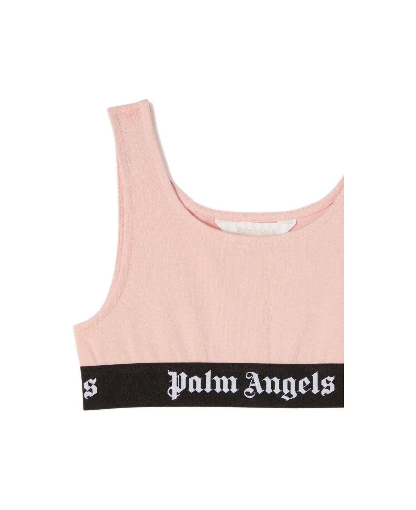 Palm Angels Pink Top With Black Logo Band - Pink トップス