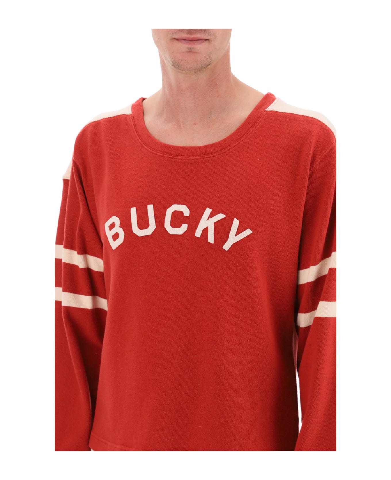 Bode Bucky Two-tone Cotton Sweater - RED ECRU (Red)