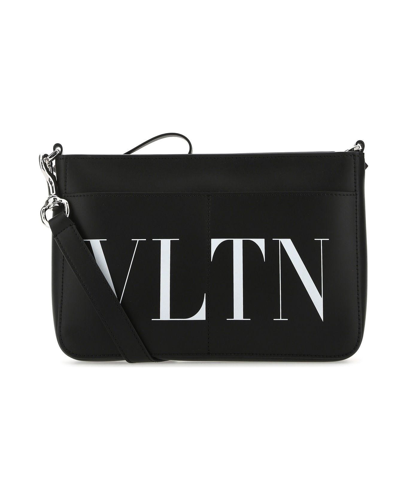 Valentino Garavani Black Leather Crossbody Bag - Nero/bianco
