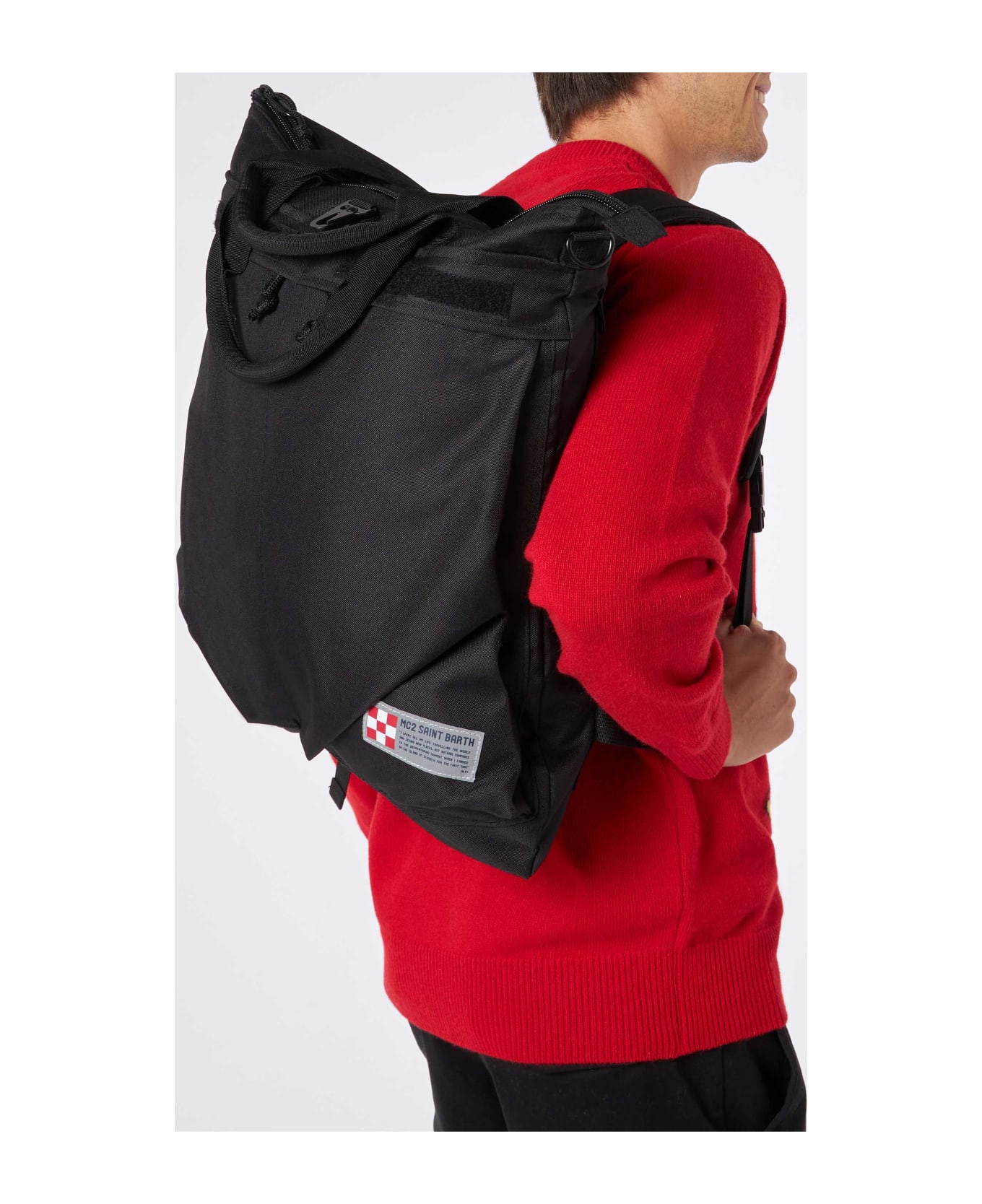 MC2 Saint Barth Black Technic Fabric Backpack Helmut - BLACK