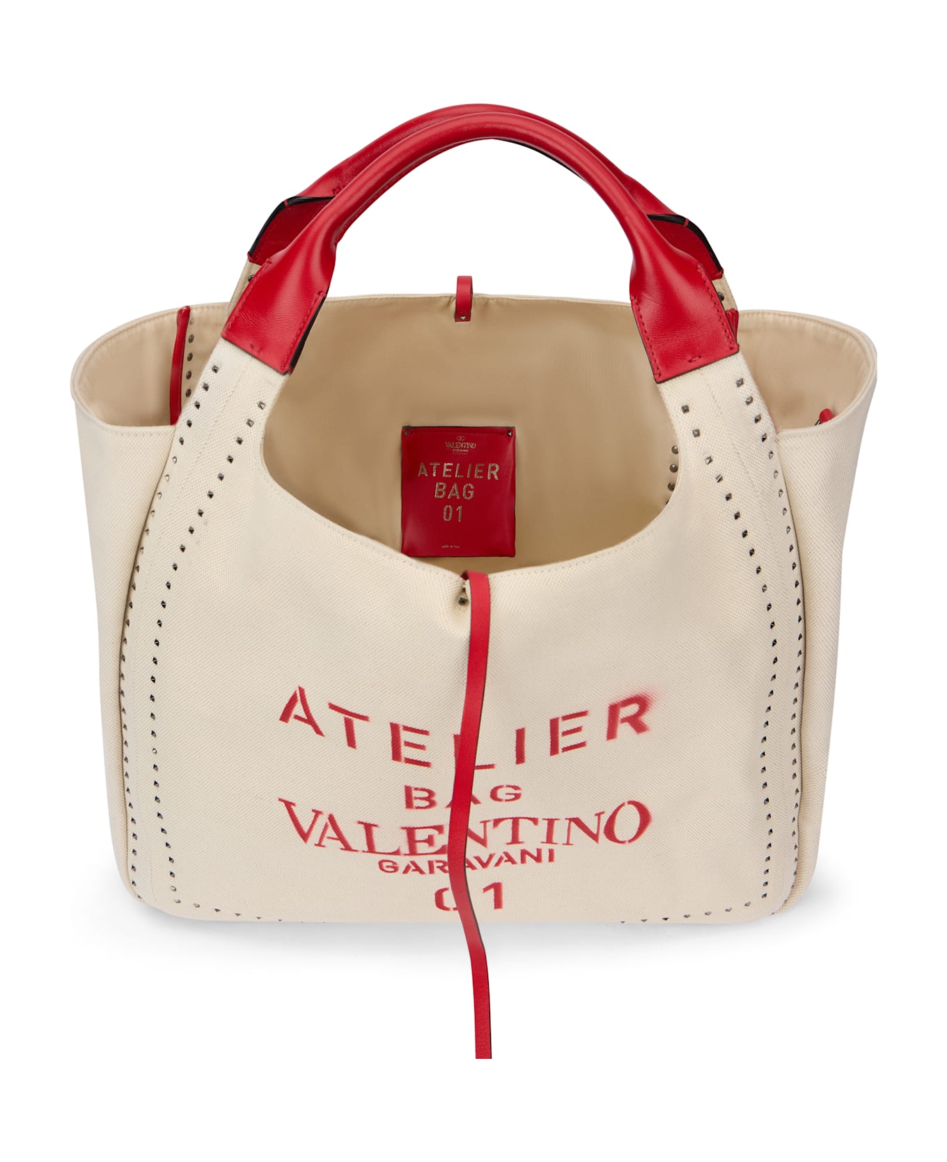 Valentino Garavani Elegant Light Bag With Red Handles - Ivory