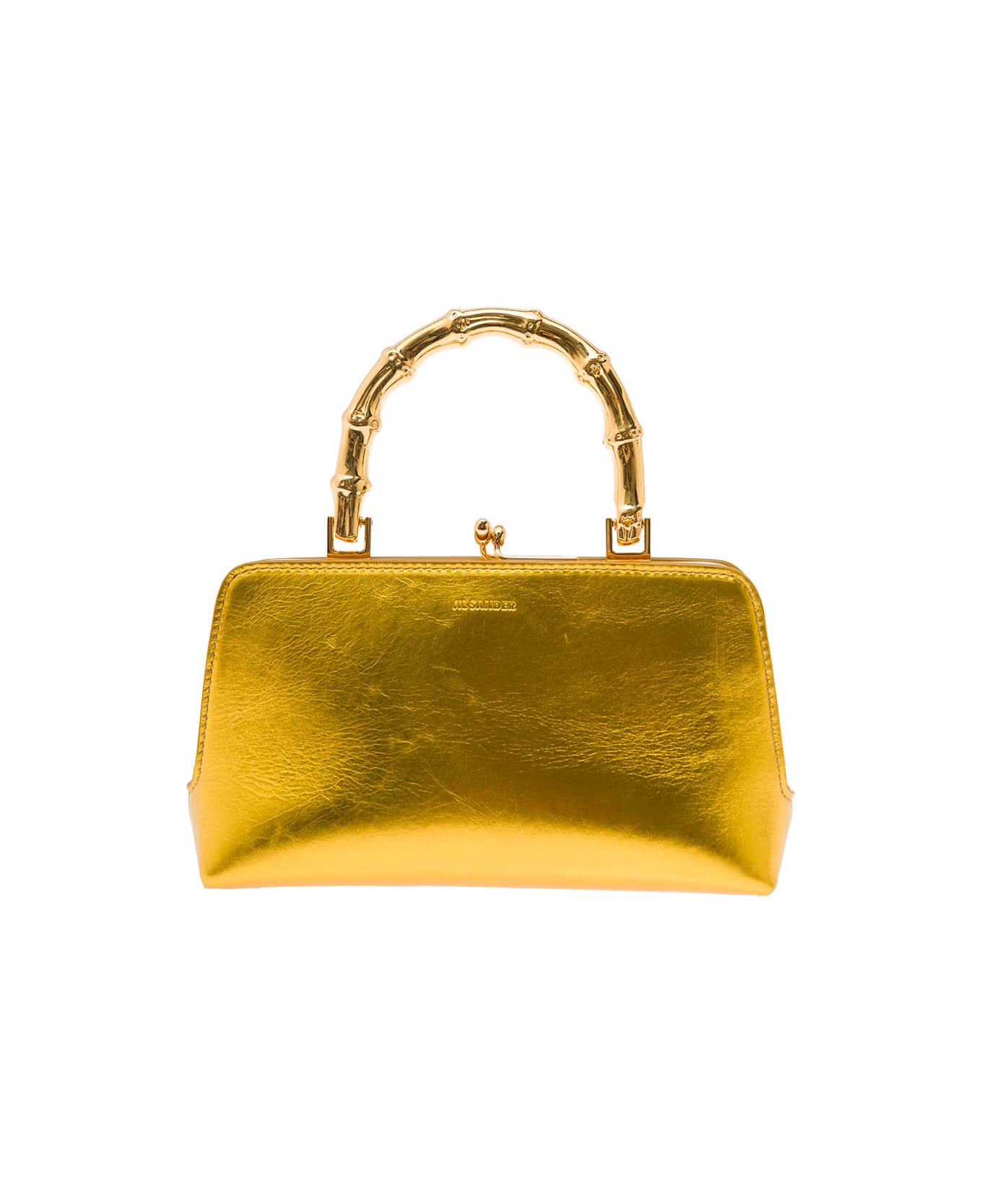 Jil Sander Gold 'goji Mini Bamboo' Hand Bag With Gold-tone Handle