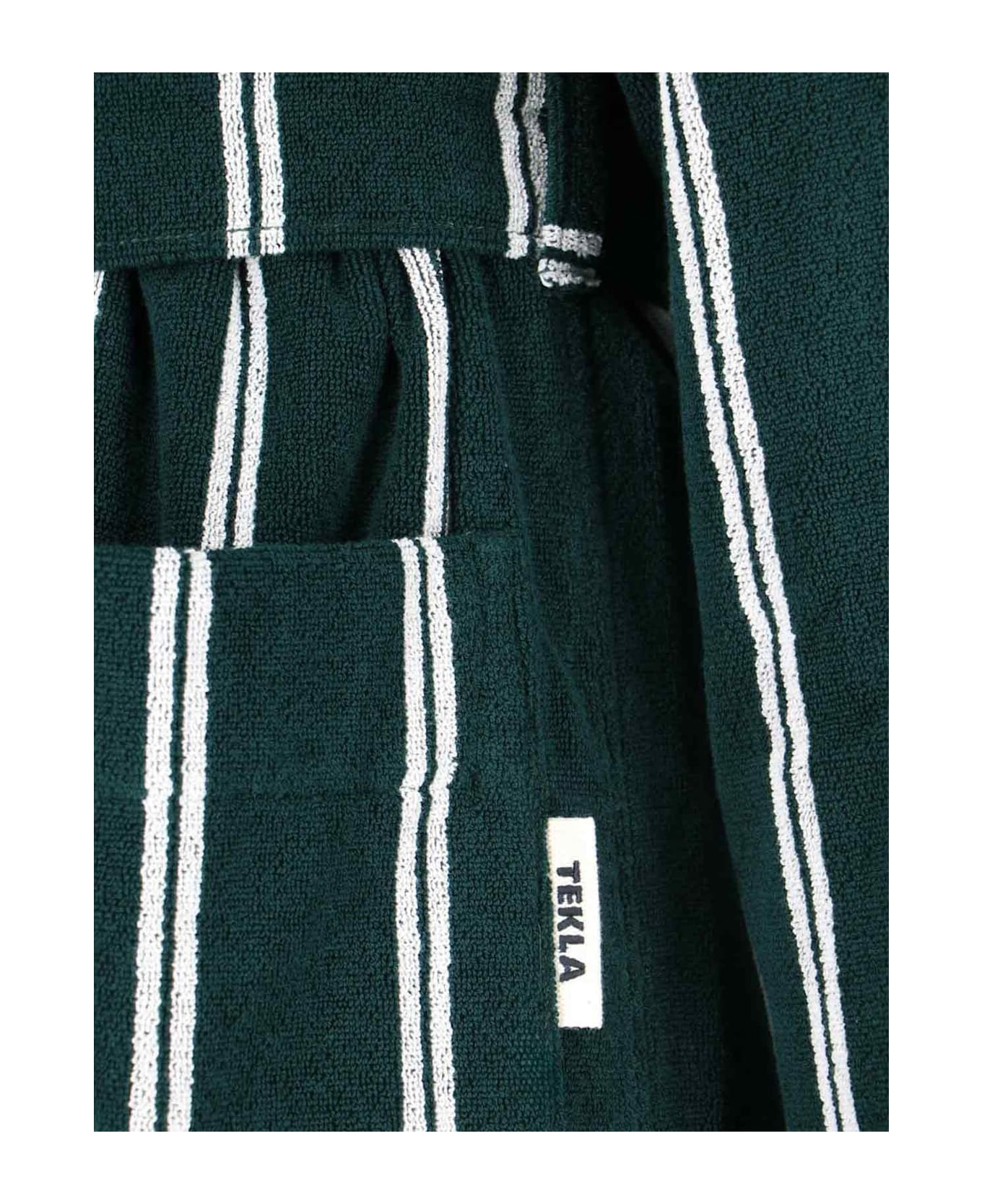 Tekla Classic Bathrobe - Forest Green Stripes