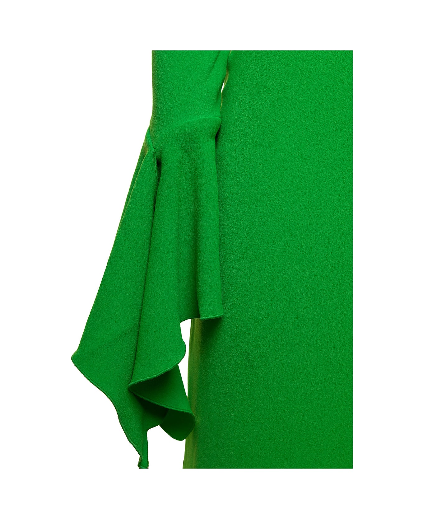 Solace London 'amalie' Maxi Green Dress With Straight Neckline And Volant Detail In Polyester Woman - Bright green