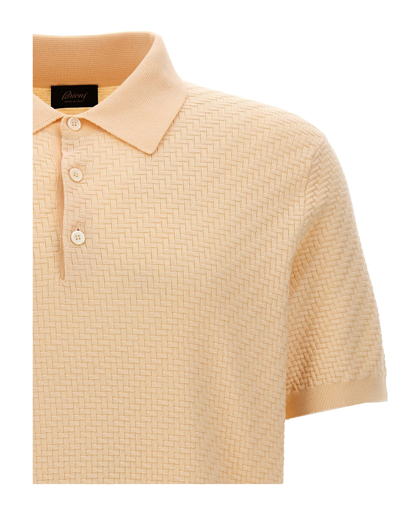 Brioni Woven Knit Polo Shirt - NEUTRALS