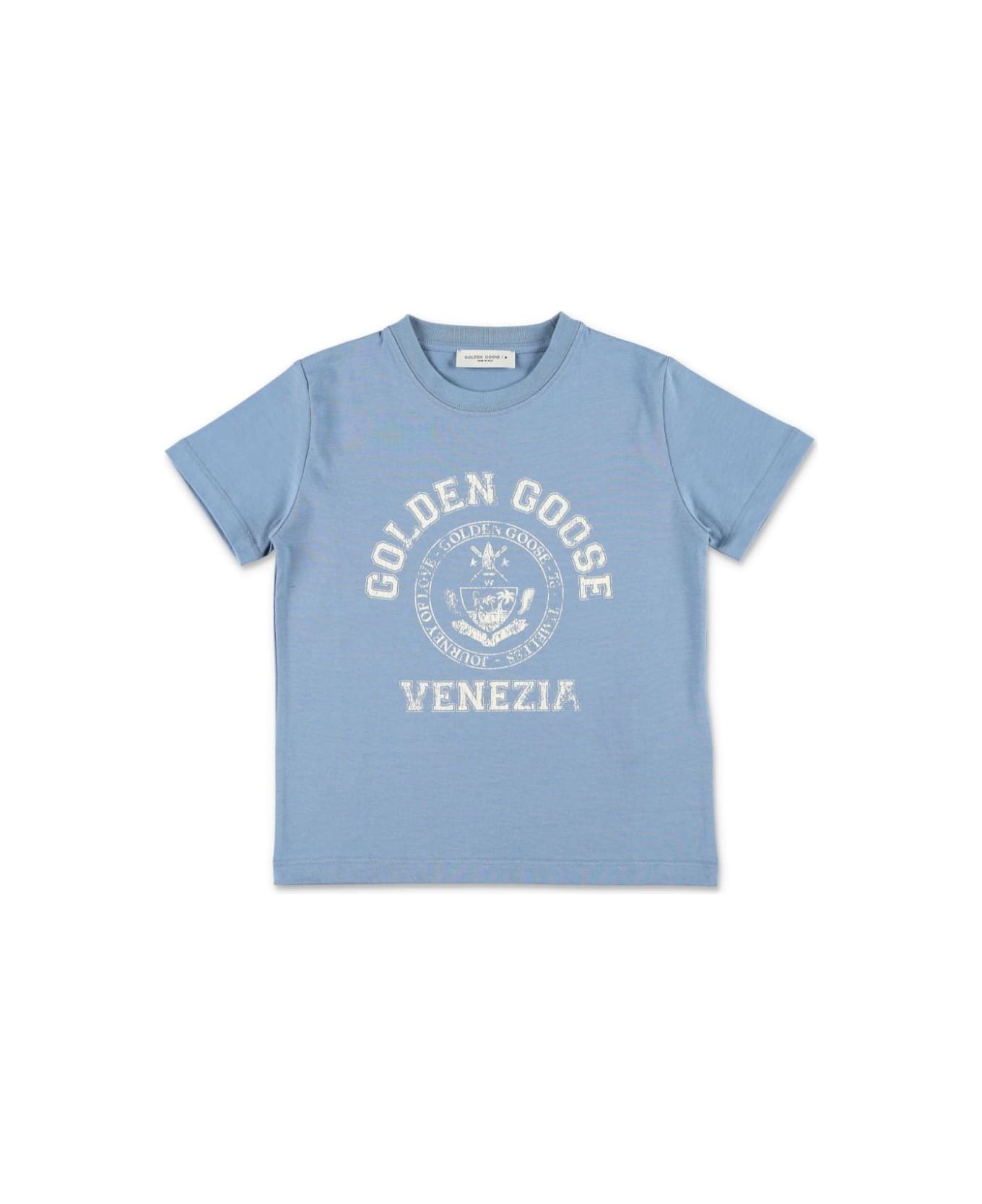 Golden Goose T-shirt Con Stampa - Light blue