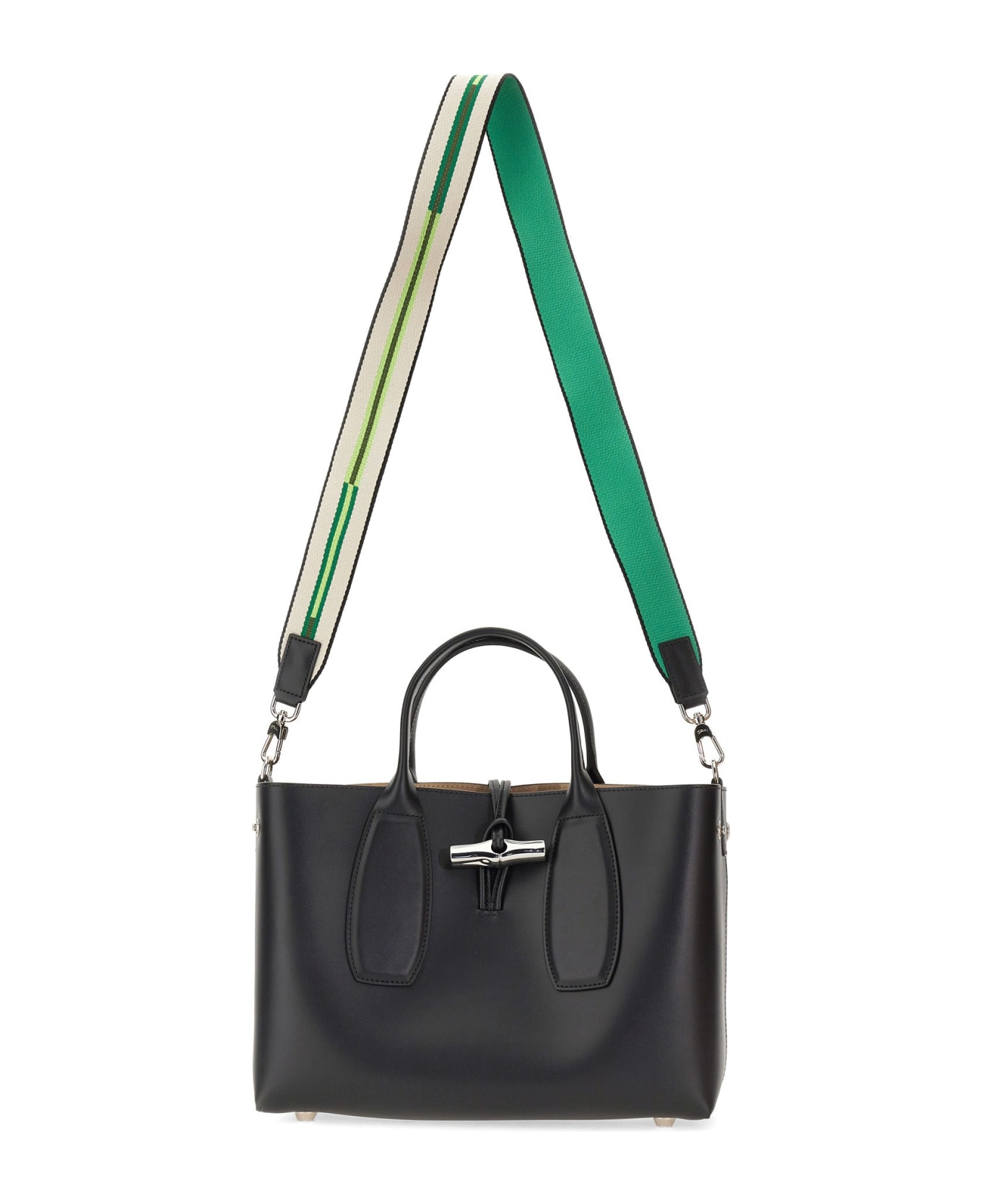 Longchamp Medium Roseau Bag - Black トートバッグ