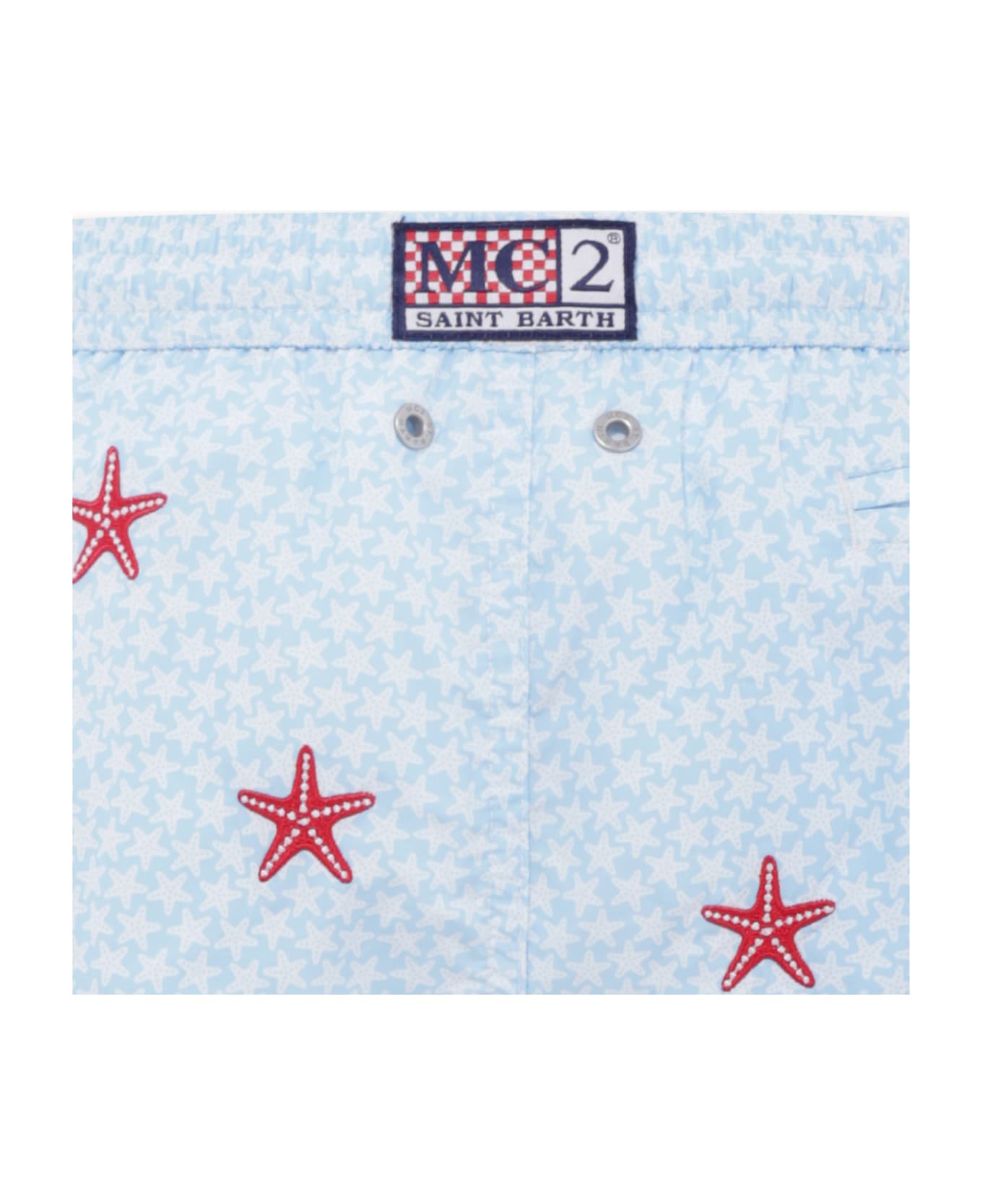 MC2 Saint Barth Light Blue Swim Shorts For Boy With Starfish - Light Blue