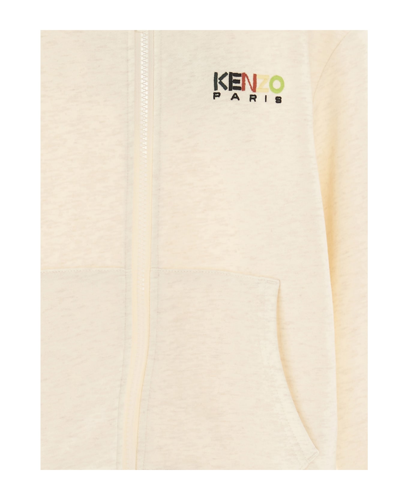 Kenzo Kids Logo Embroidery Hoodie - Beige