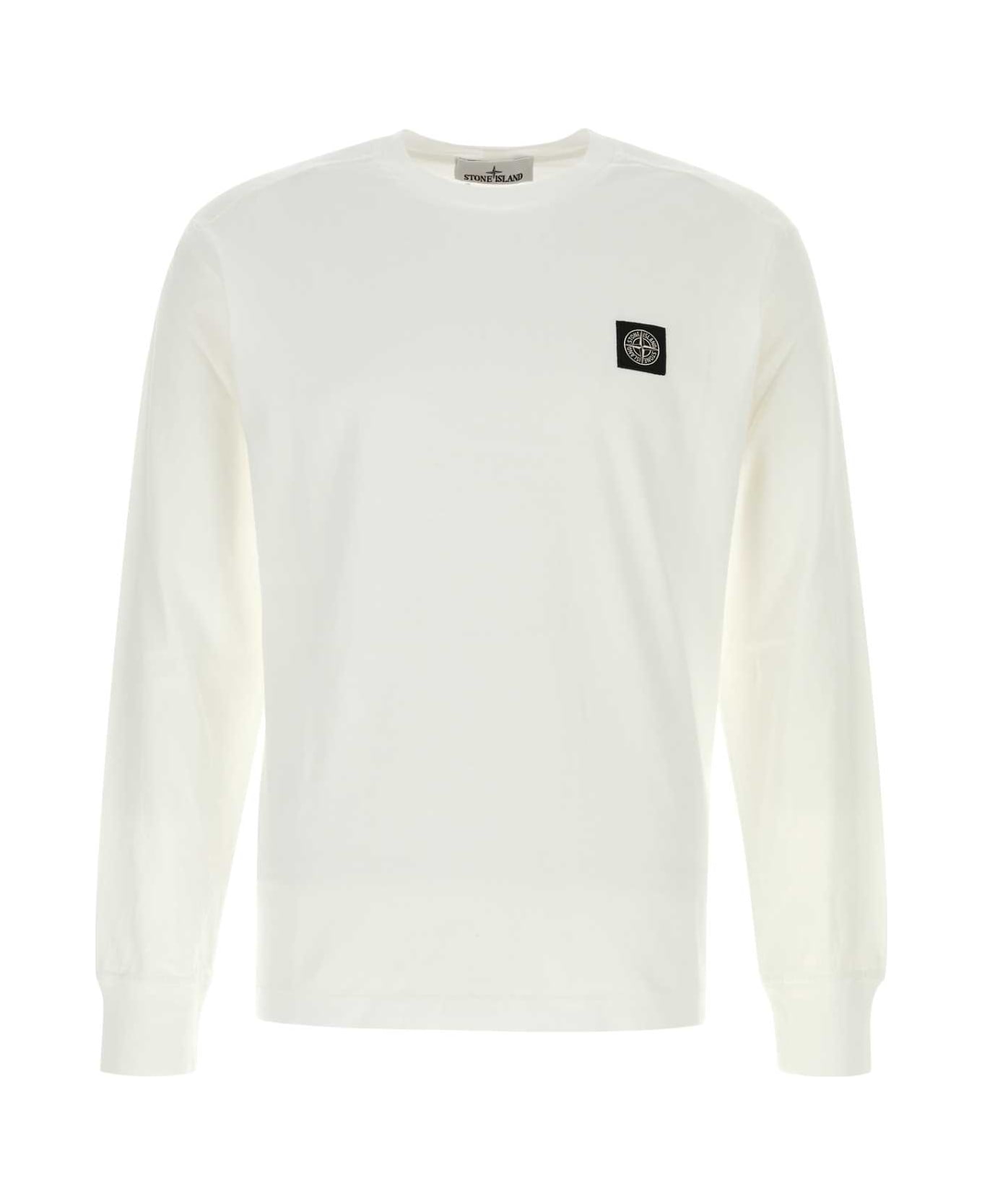 Stone Island White Cotton T-shirt - WHITE
