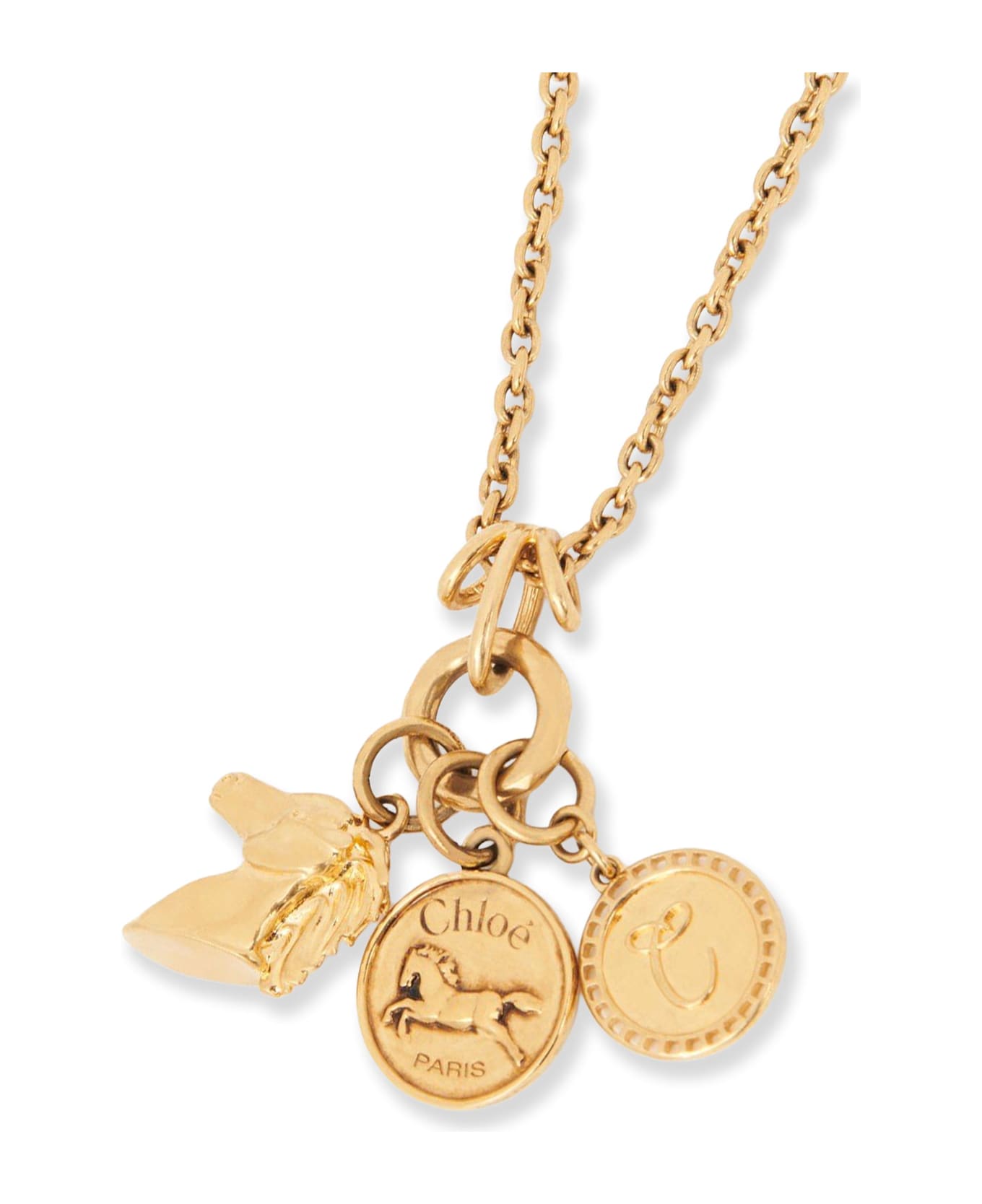 Chloé Brass Necklace With Charms - Vintage Gold