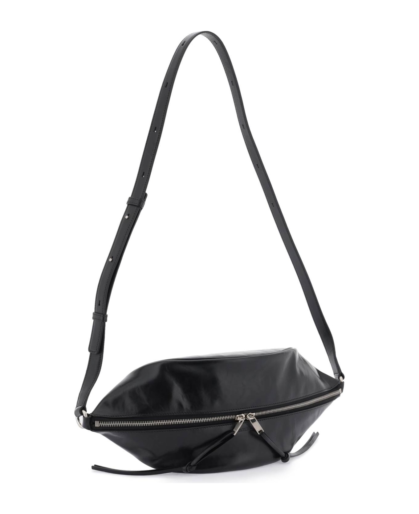 Jil Sander Medium Shoulder Bag In Brushed Leather - BLACK (Black)