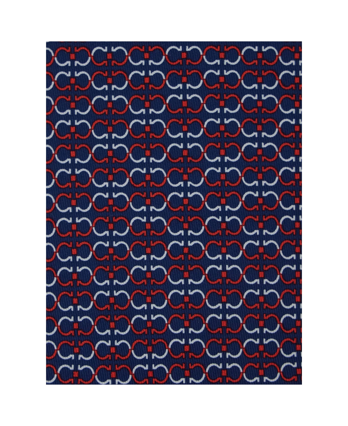 Ferragamo Multicolor Tie With All-over Print In Silk Man - BLUE/RED