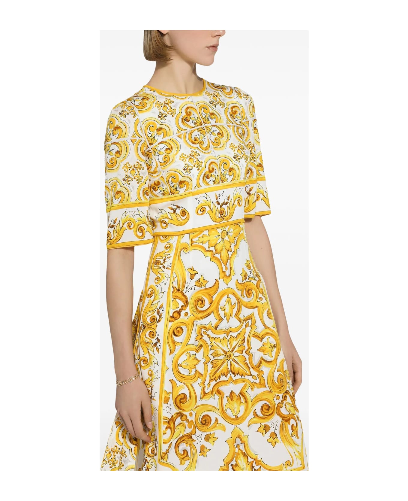 Dolce 
Gabbana Silk Charmeuse Midi Dress - Yellow