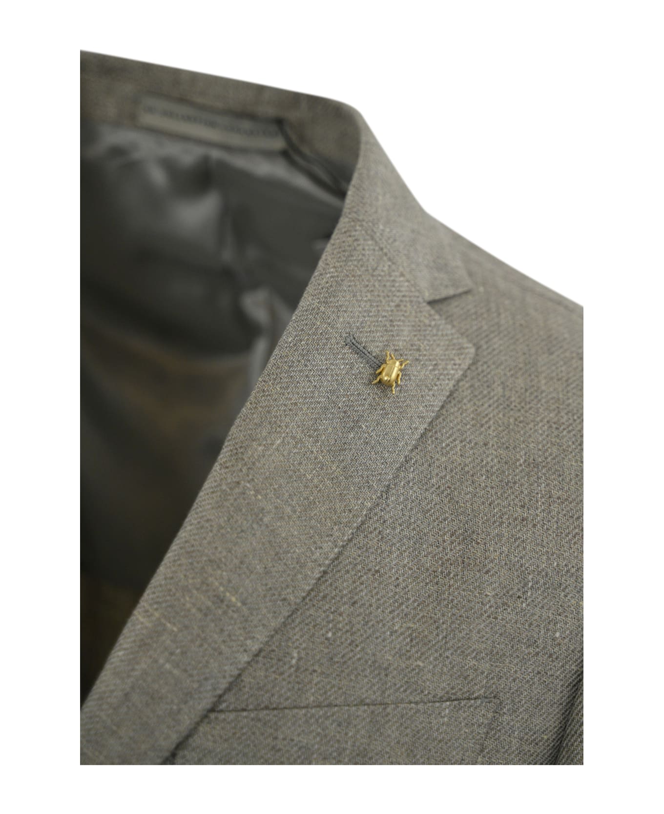 Corneliani Single-breasted Jacket In Linen And Lyocell - Grigio