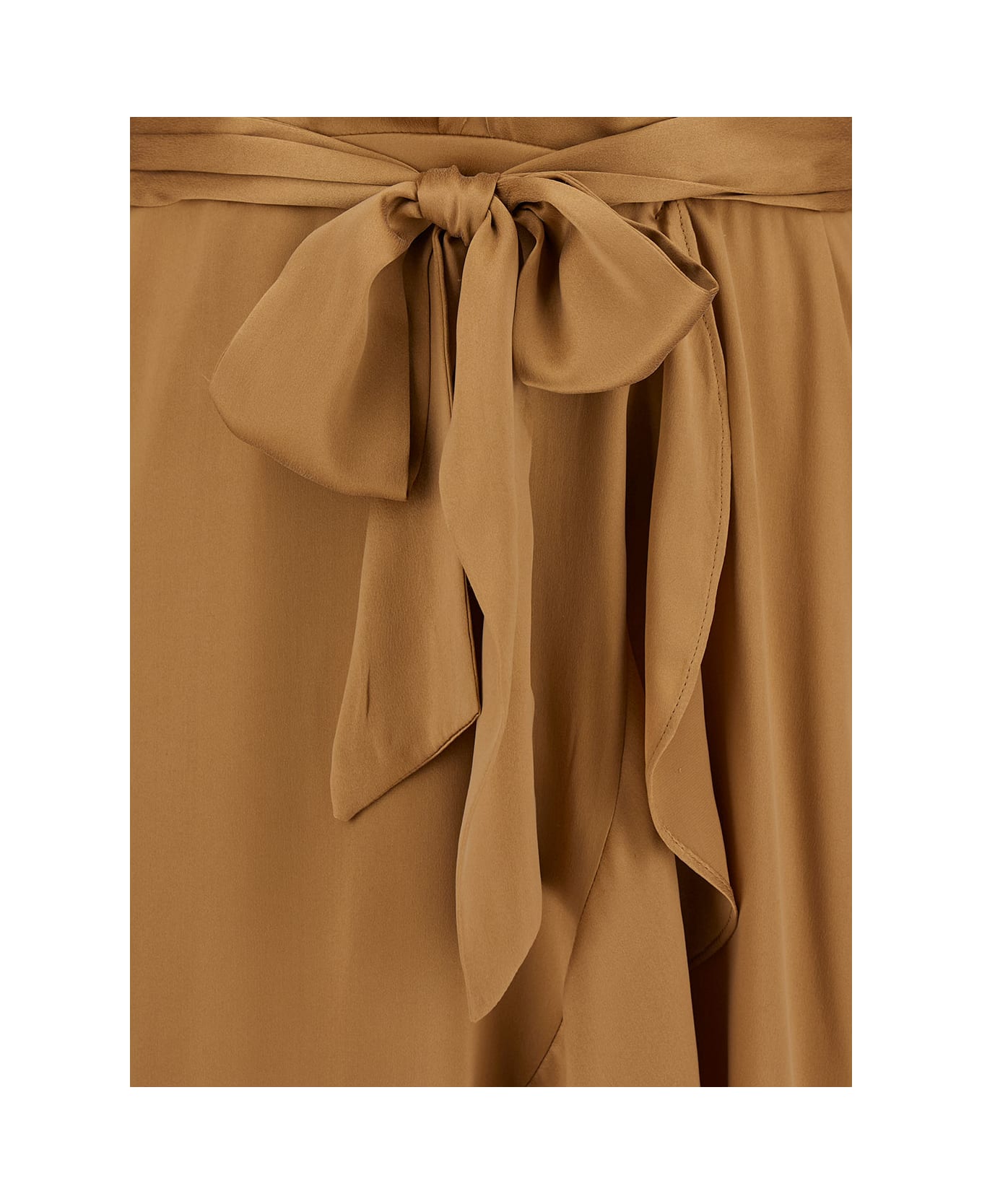 Zimmermann Midi Asymmetric Beige Dress With Belt In Silk Woman - Beige
