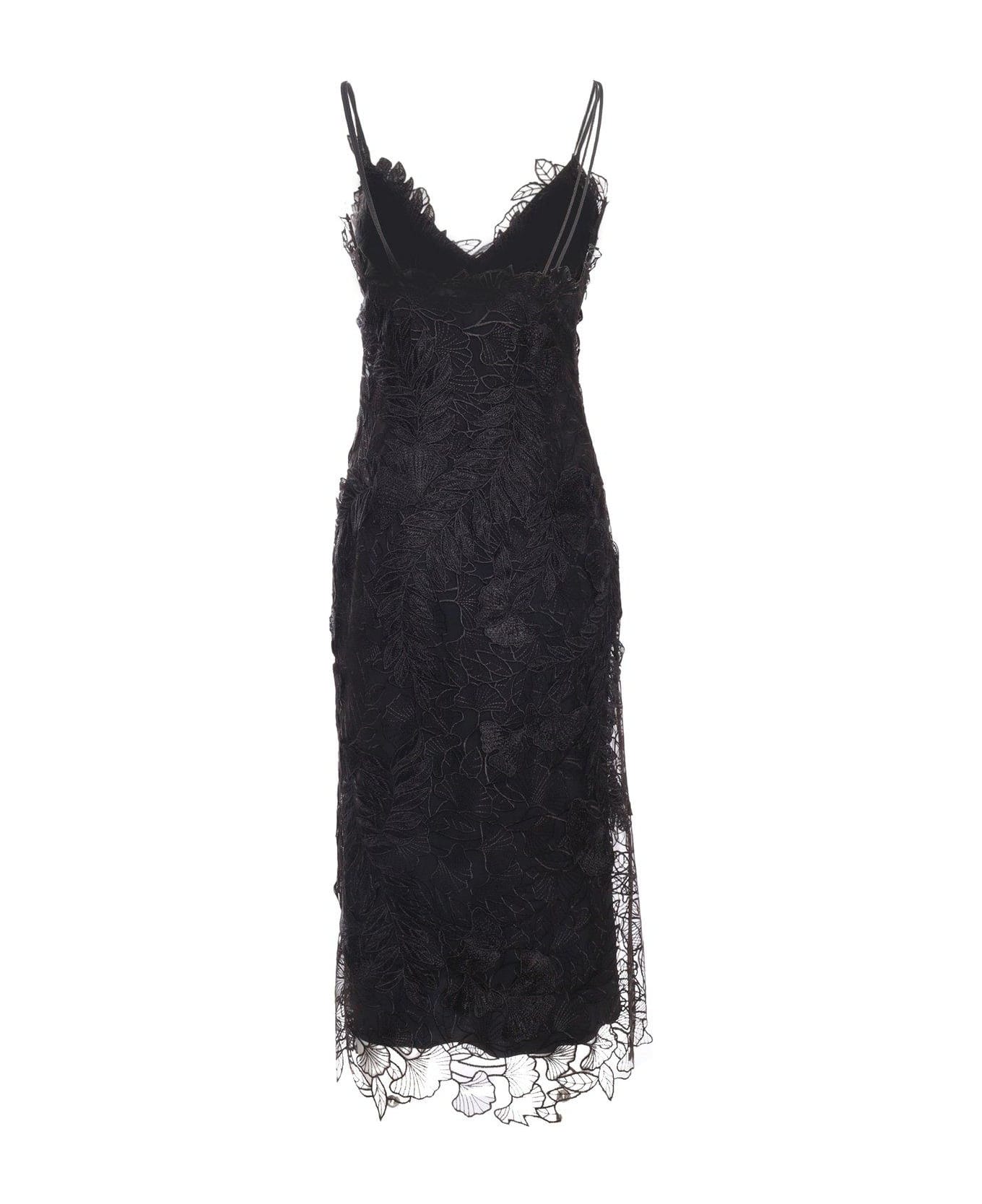 Alberta Ferretti Embroidered Strapped Midi Dress Alberta Ferretti