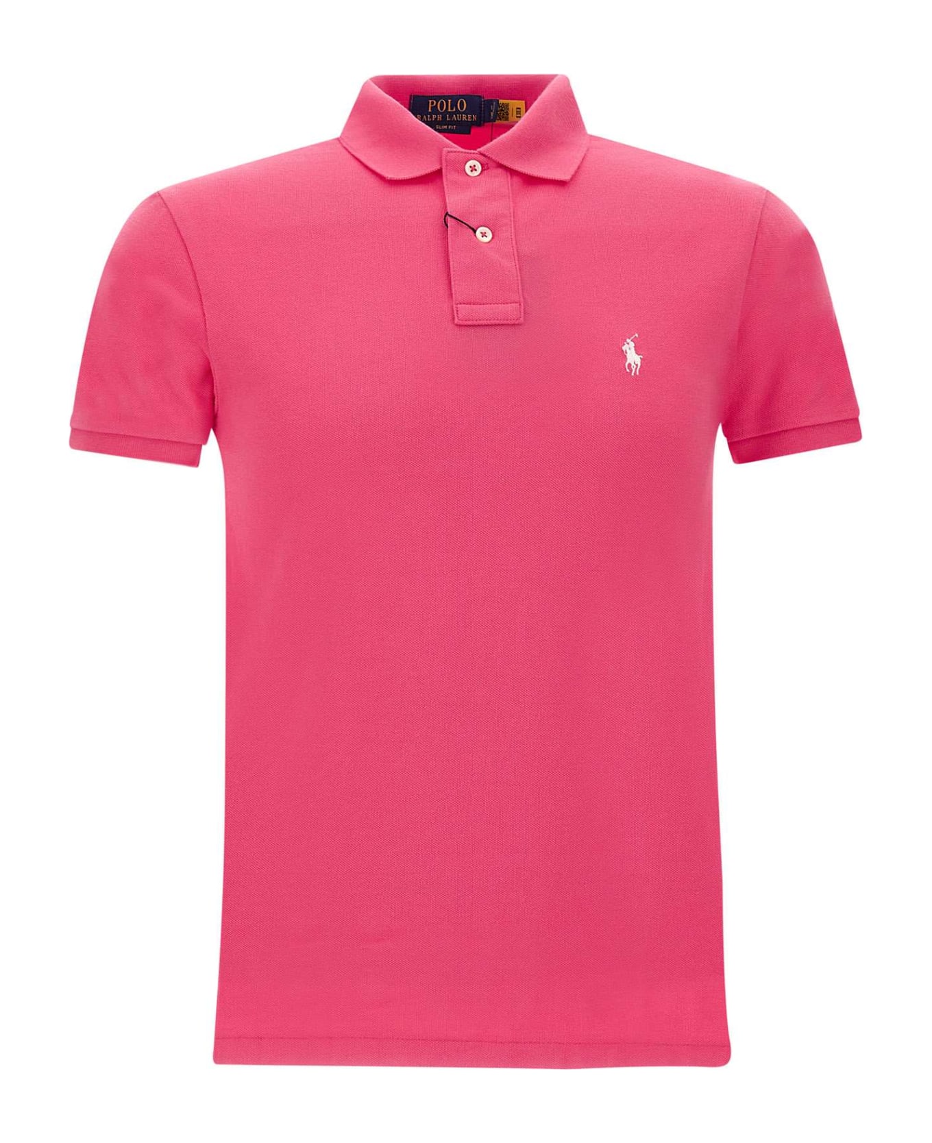 Polo Ralph Lauren Fuchsia And White Slim-fit Pique Polo Shirt - Pink