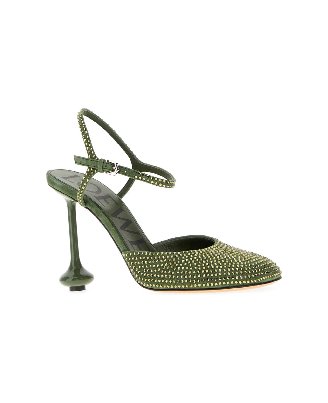 Loewe Embellishment Suede Toy Pumps - MILITARYGREEN