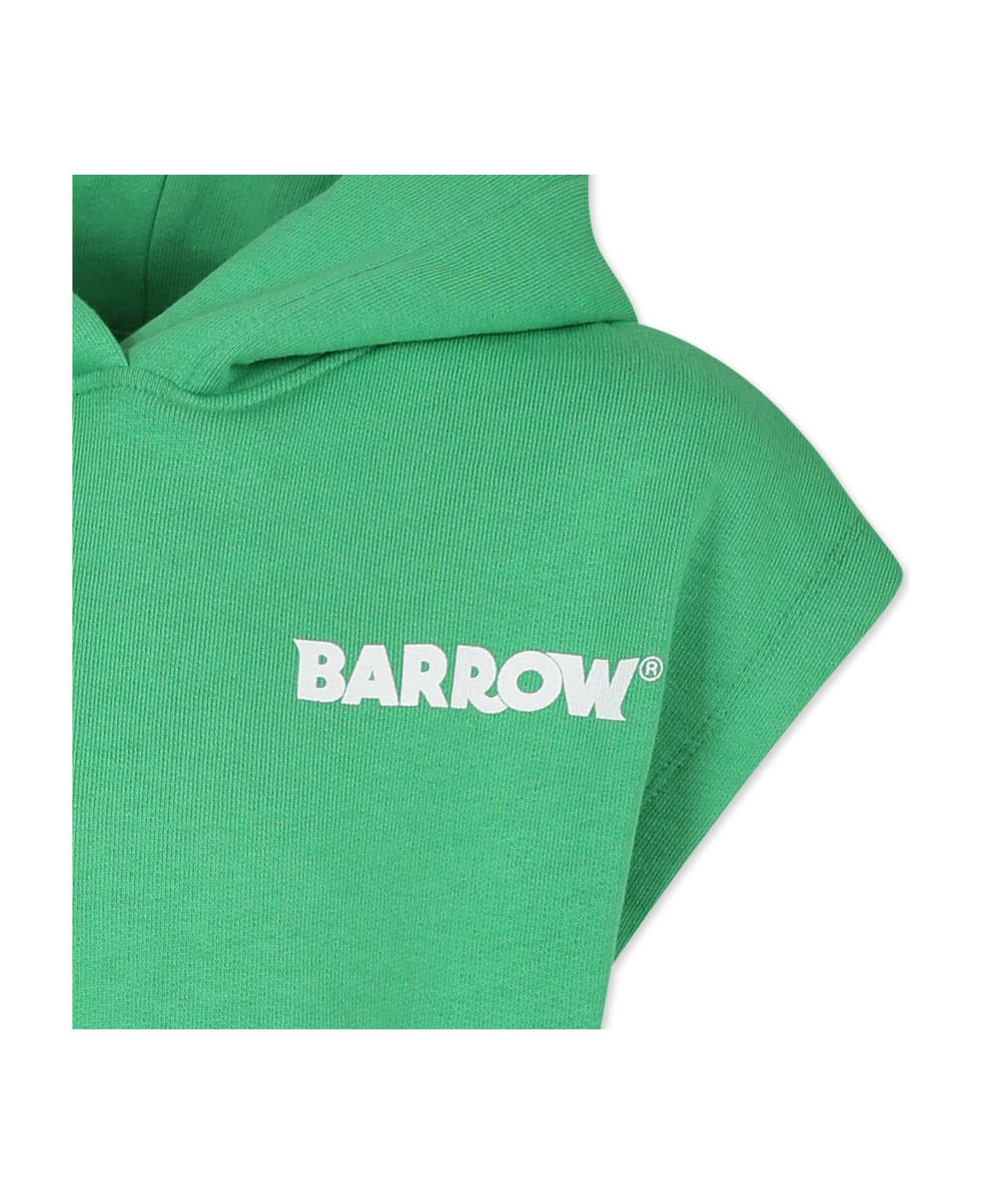Barrow Green Crop Sweatshirt For Girl With Smiley - Green