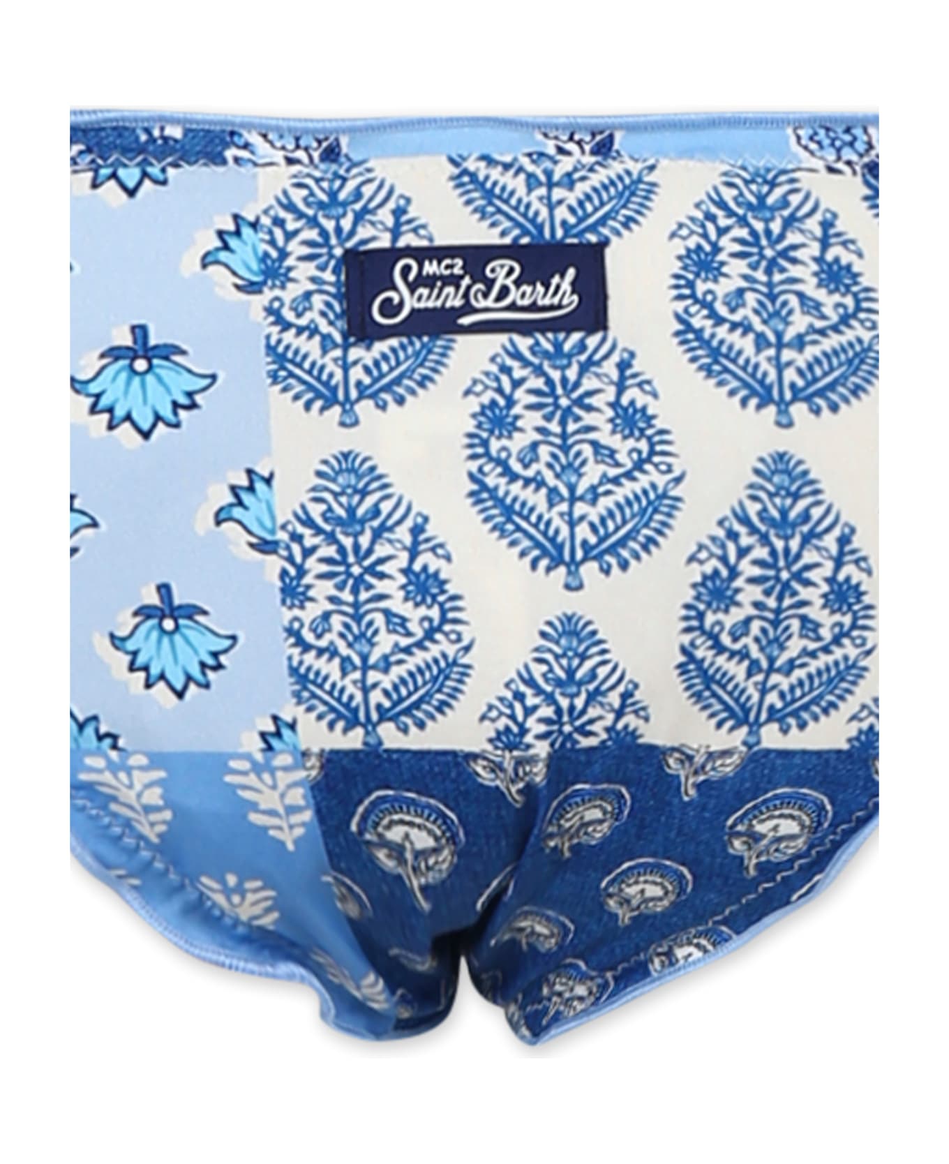 MC2 Saint Barth Light Blue Bikini For Girl With Floral Print - Light Blue