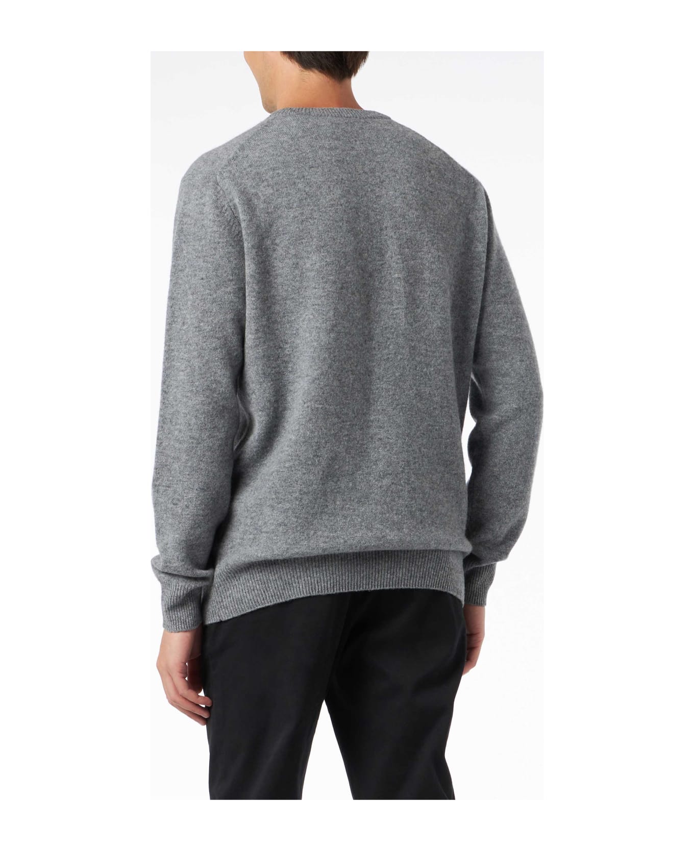 MC2 Saint Barth Man Crewneck Grey Sweater With St. Barth Embroidery - GREY