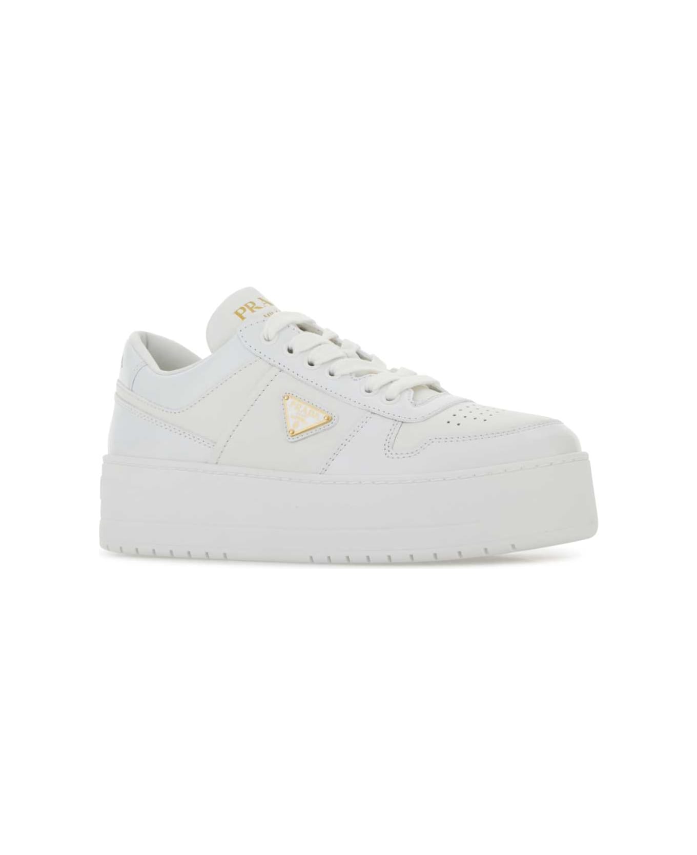 Prada White Leather Downtown Sneakers - BIANCO
