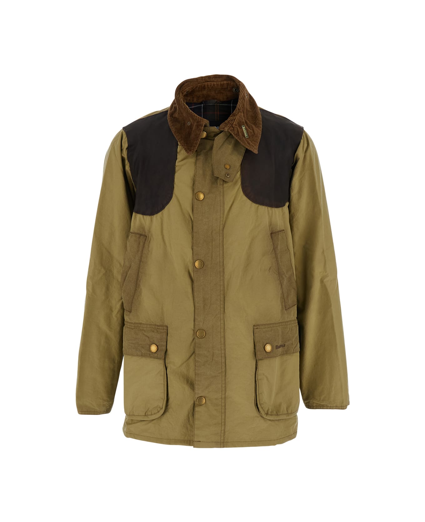 Barbour Beige Jacket With Contrasting Corduroy Collar In Cotton Man - Green