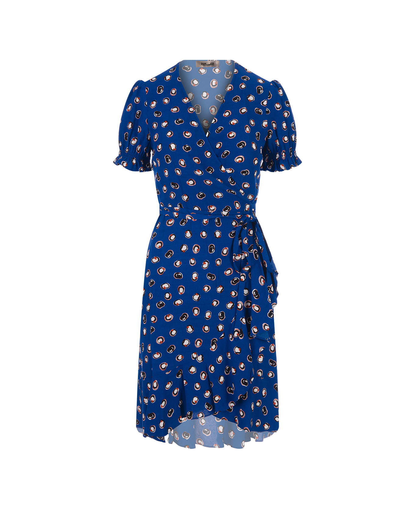 Diane Von Furstenberg Emilia Dress In Paint Dots Deep Indigo - Blue