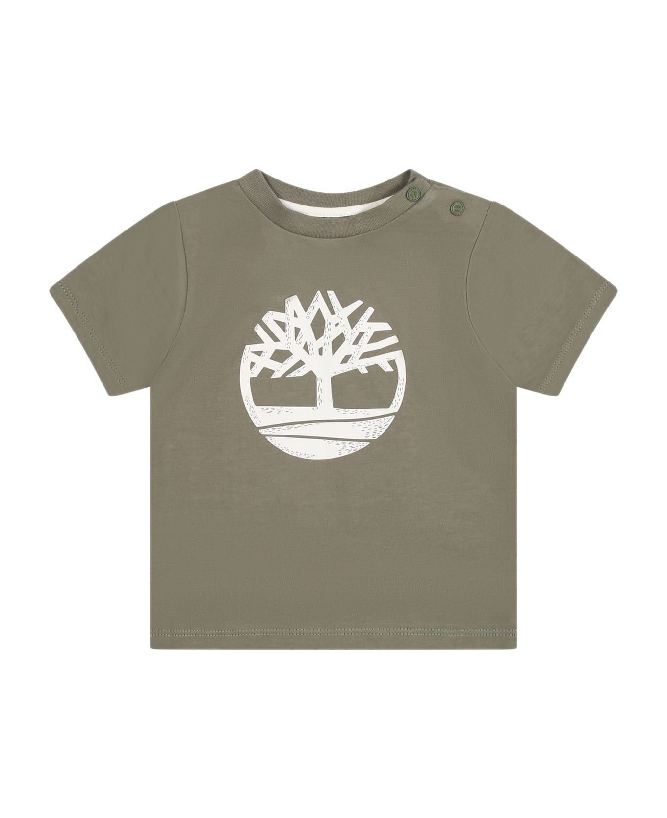 Timberland Green T-shirt For Baby Boy With Logo - Green Tシャツ＆ポロシャツ