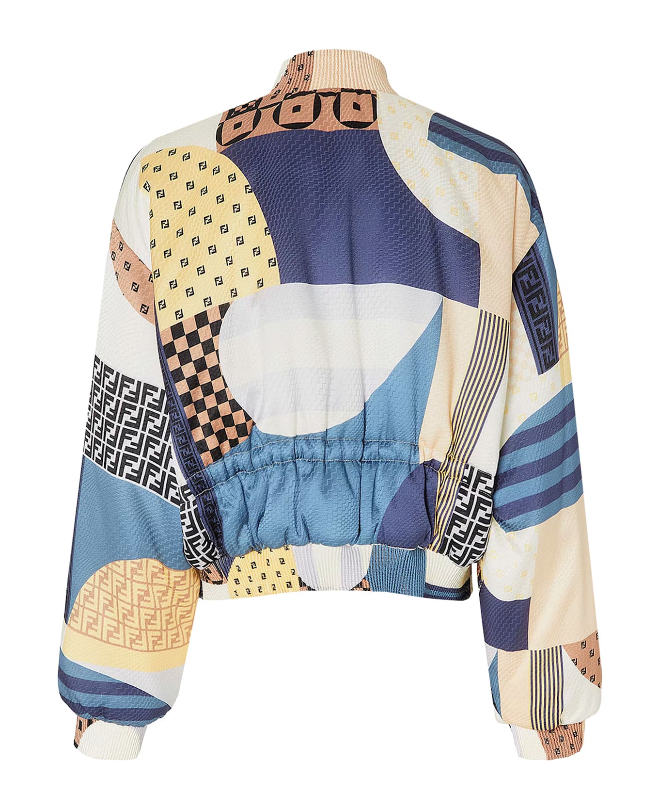 Fendi Reversible Patchwork Silk Bomber - OCEAN-25