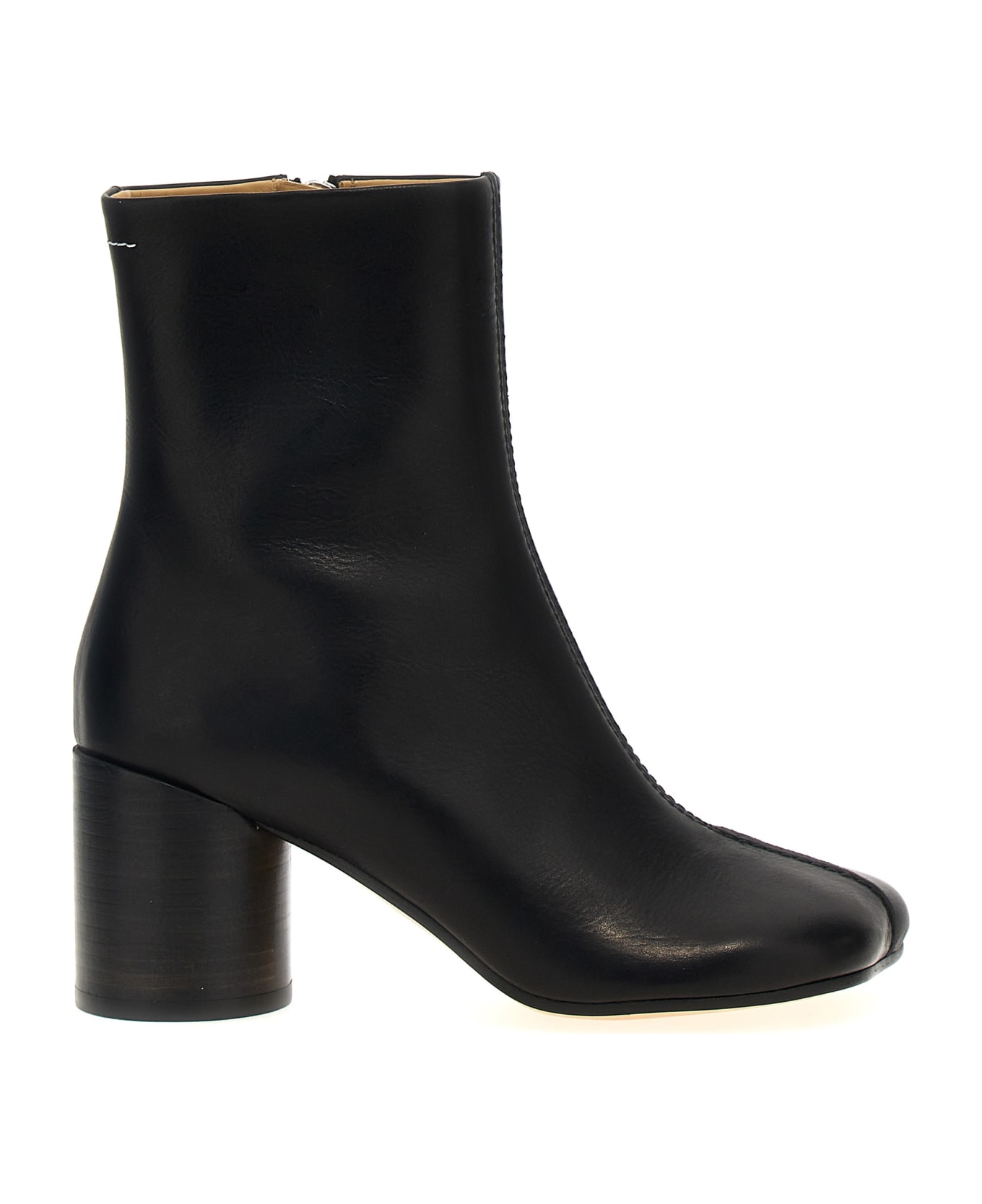 MM6 Maison Margiela Stitch-out Leather Ankle Boots - Black