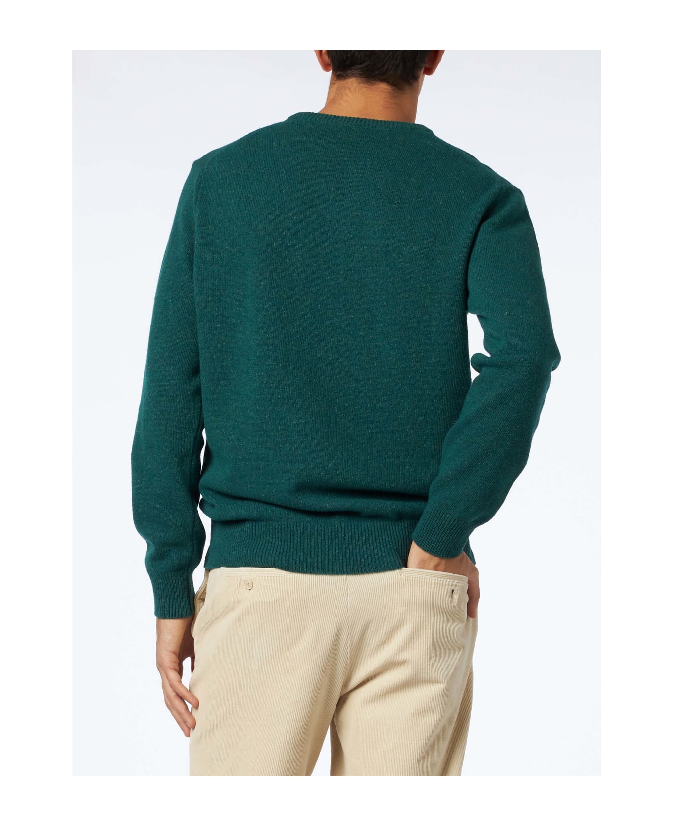MC2 Saint Barth Man Crewneck Donegal Sweater With Country Dog Jacquard - GREEN
