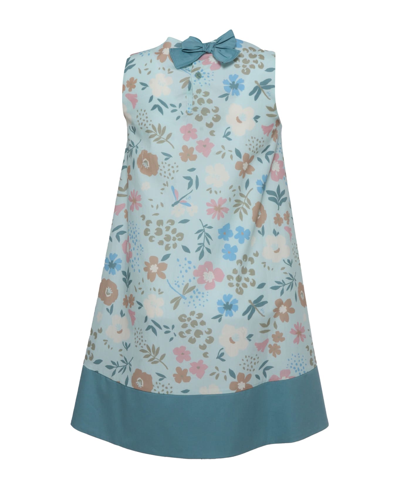 Il Gufo Floral Sleeveless Dress - LIGHT BLUE ワンピース＆ドレス